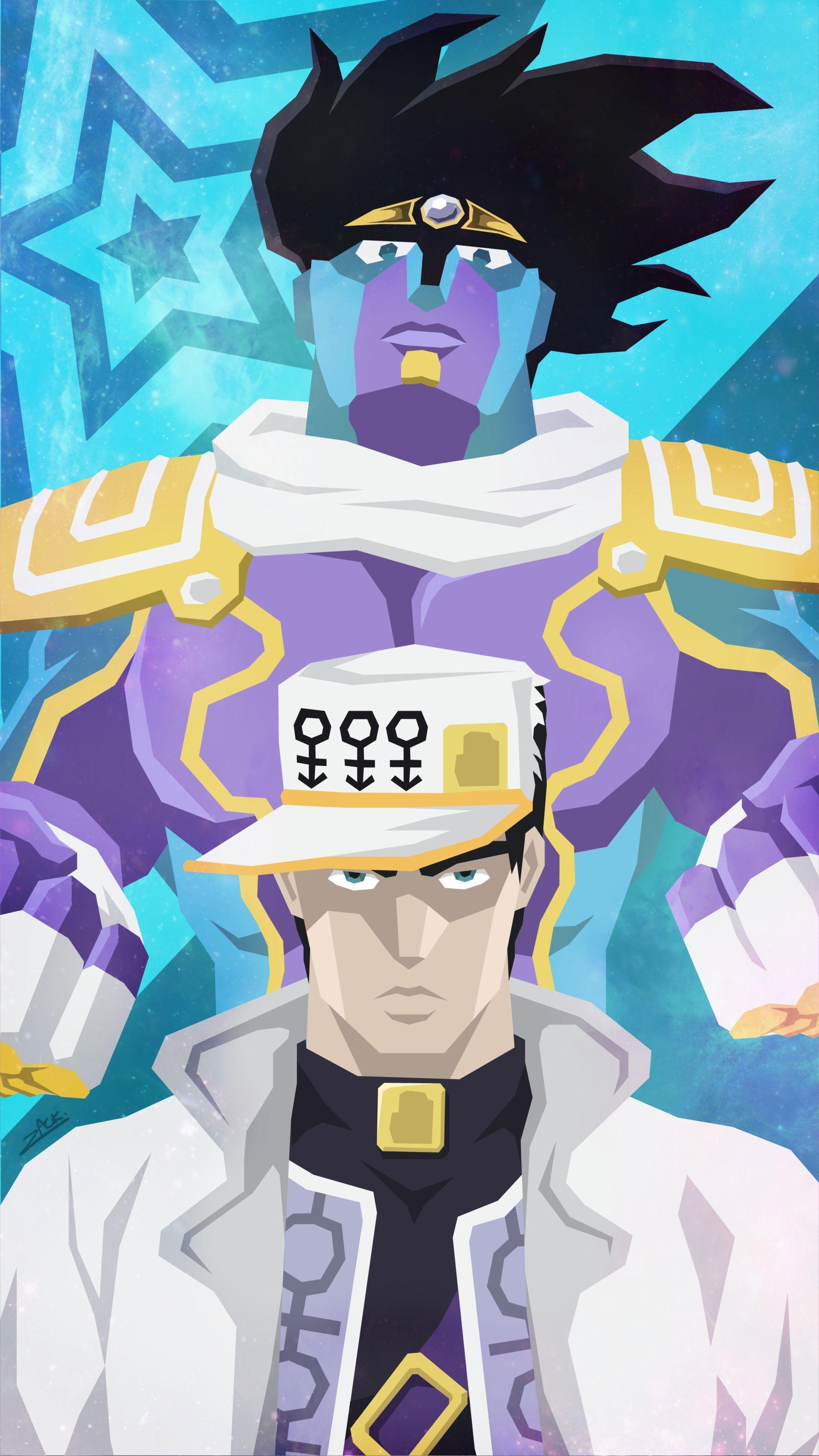 1920x3420 Jotaro & Star Platinum (DiU) Polygon Wallpaper, Phone