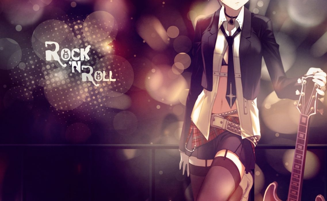 1140x700 Anime Rock Roll Anime Girl Guitar Bokeh Light Music Guitar Wallpaper HD Wallpaper & Background Download, Desktop