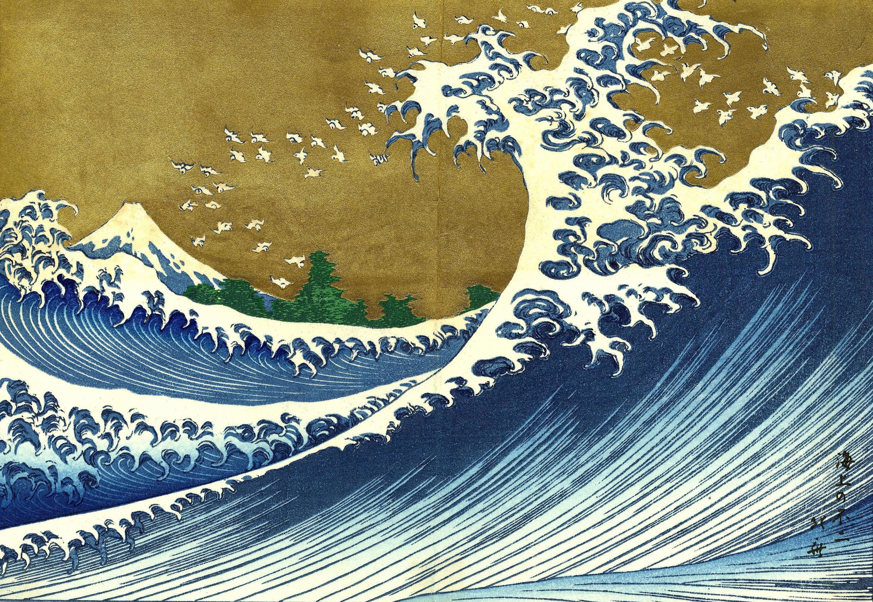 2950x2040 tsunami, The Great Wave off Kanagawa, Katsushika Hokusai, Desktop