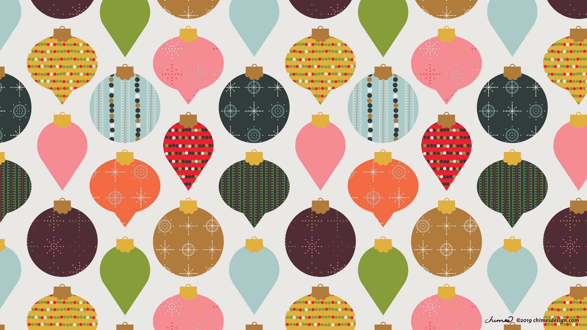 1920x1080 Freebie: Desktop Wallpaper—Midcentury Christmas Ornaments, Desktop