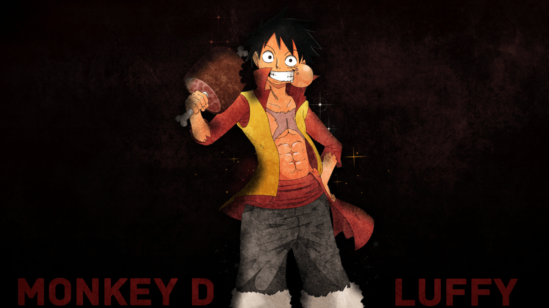 1920x1080 Grunge Anime One piece Meat Monkey d luffy HD Wallpaper, Desktop, Desktop