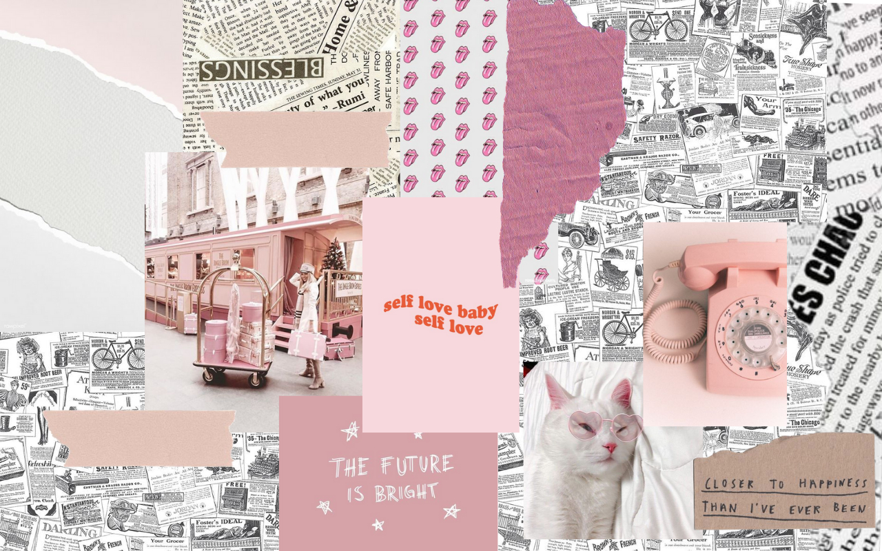 1280x800 DESKTOP COLLAGE WALLPAPER VINTAGE HOT PINK. Desktop wallpaper art, Aesthetic desktop wallpaper, Laptop wallpaper desktop wallpaper, Desktop