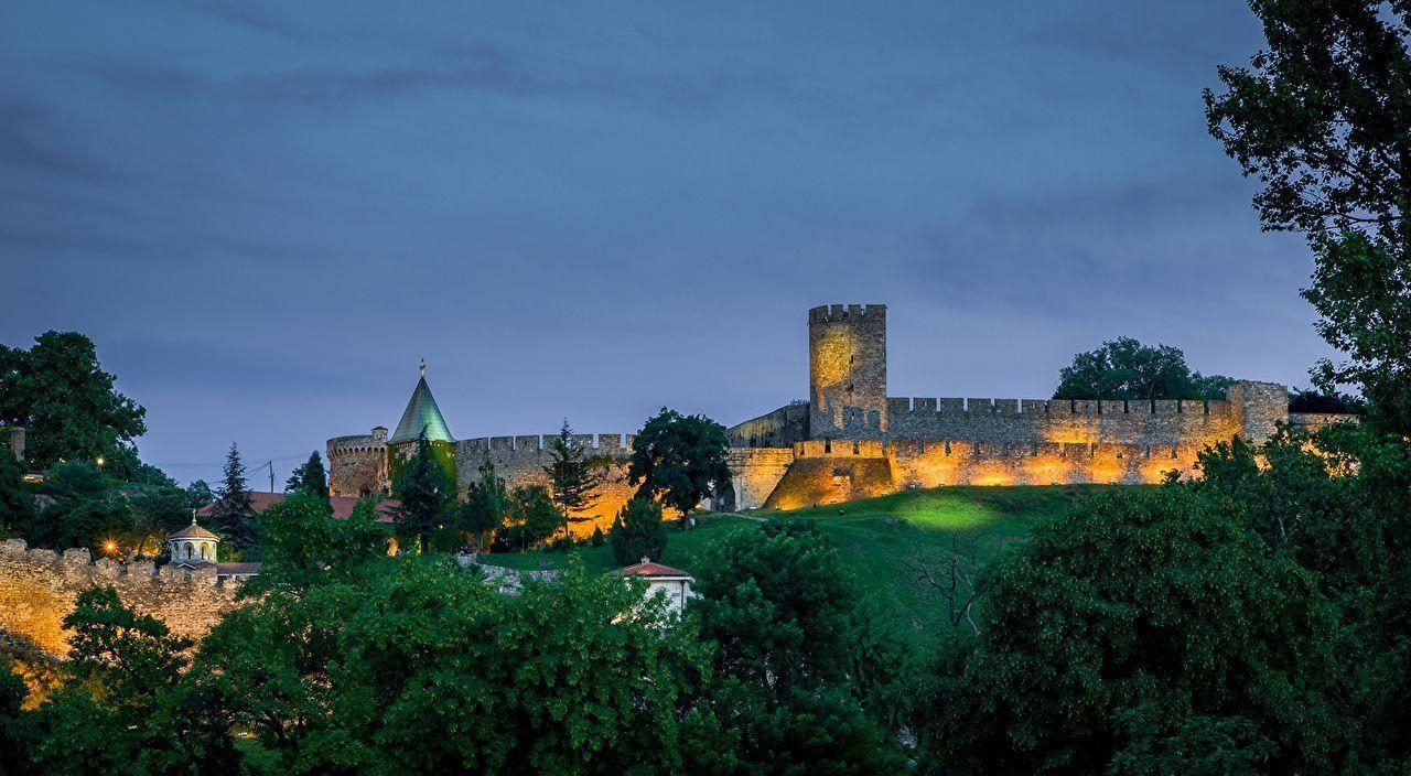 1280x710 Wallpaper Serbia Fortress Belgrade fortress Kalemegdan Evening, Desktop