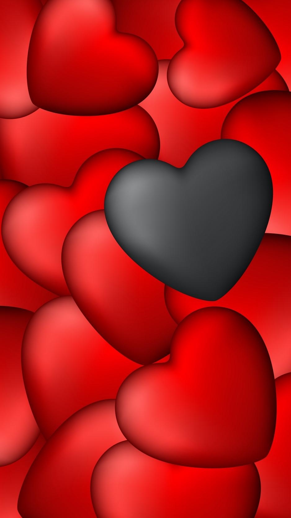 940x1670 Wallpaper Hearts, Art, Red, Black And Black Heart, Phone