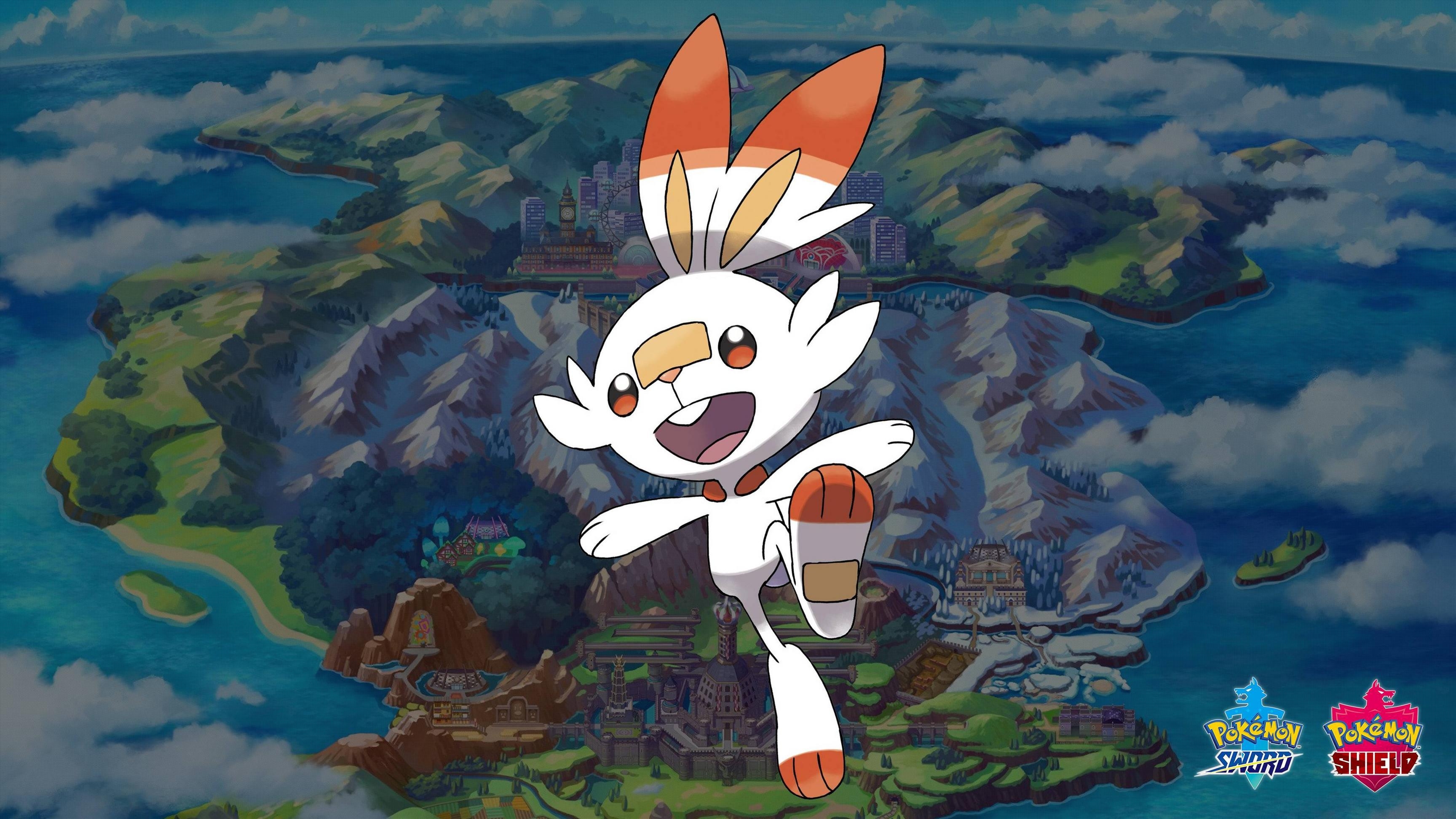 3460x1950 Pokemon Sword and Shield Scorbunny Wallpaper. Cat with Monocle, Desktop