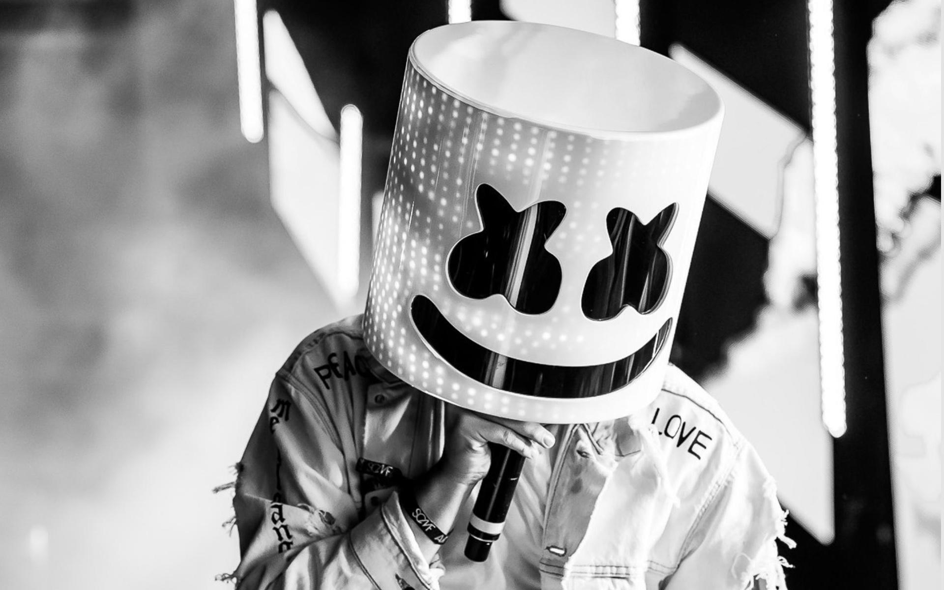 1920x1200 Download wallpaper DJ Marshmello, monochrome, concert, DJ, Desktop