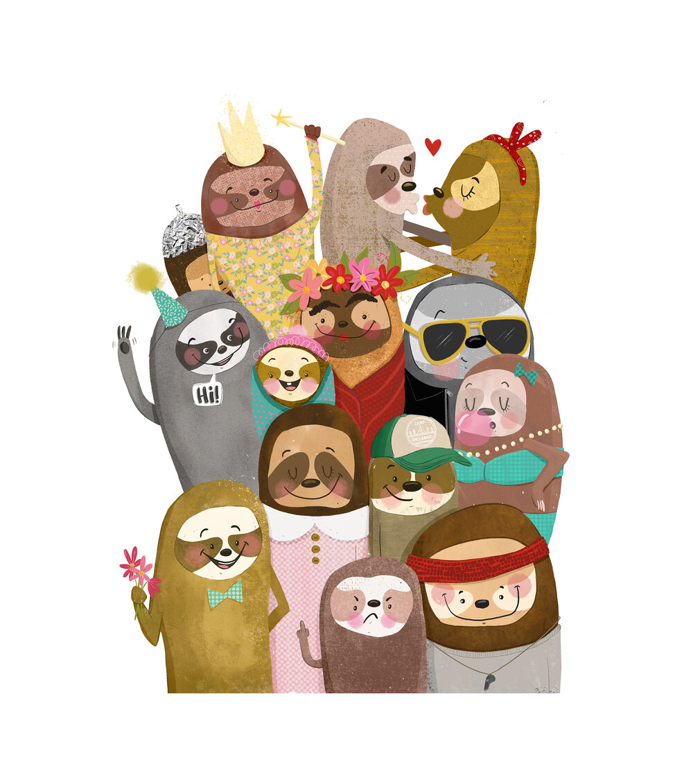 1000x1130 Sloth Friends Print, Phone