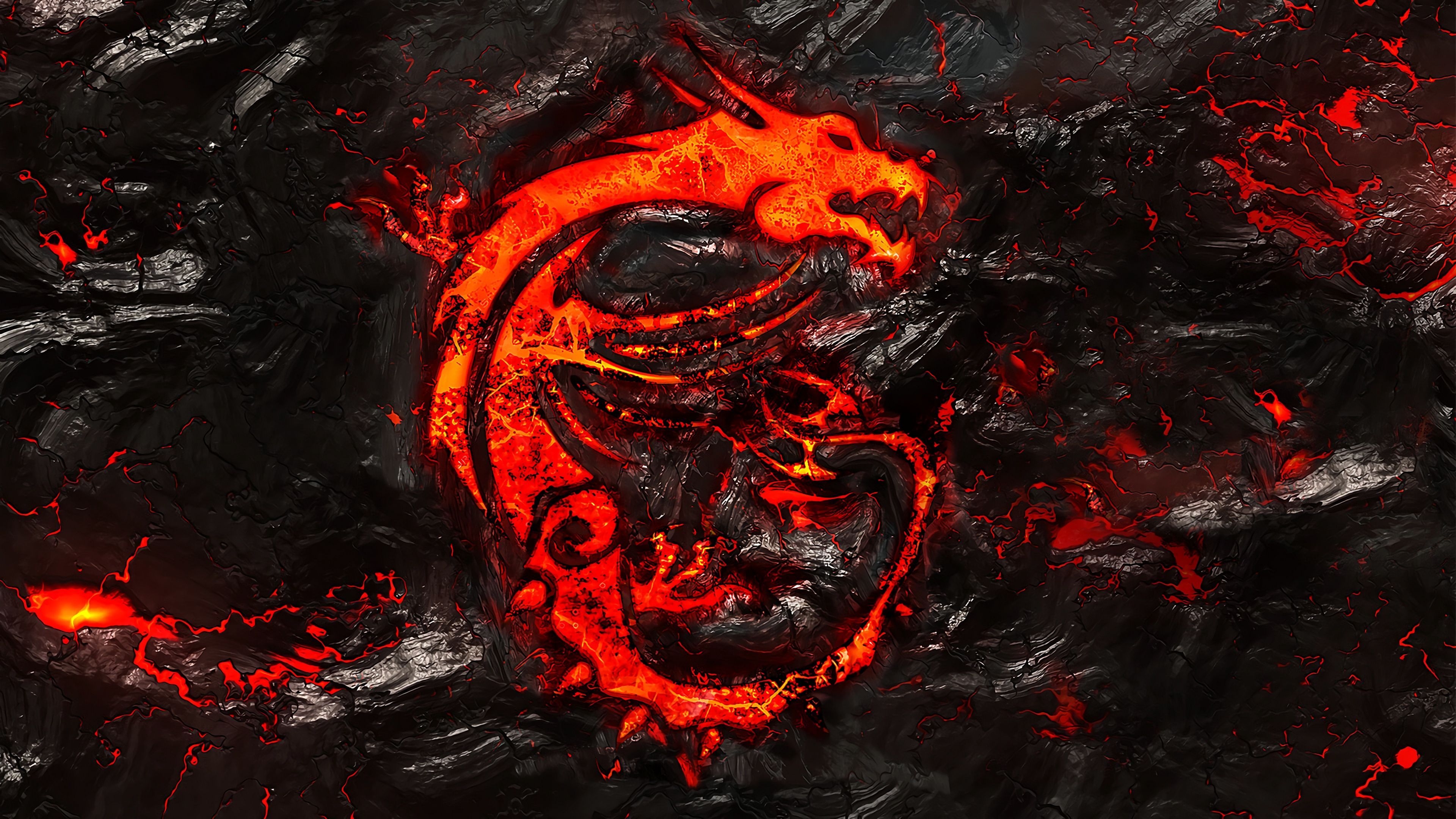 3840x2160 MSI Dragon Logo Burning Lava Background 4k wallpaper. Planos de fundo, Desenhos de youtubers, Templários, Desktop