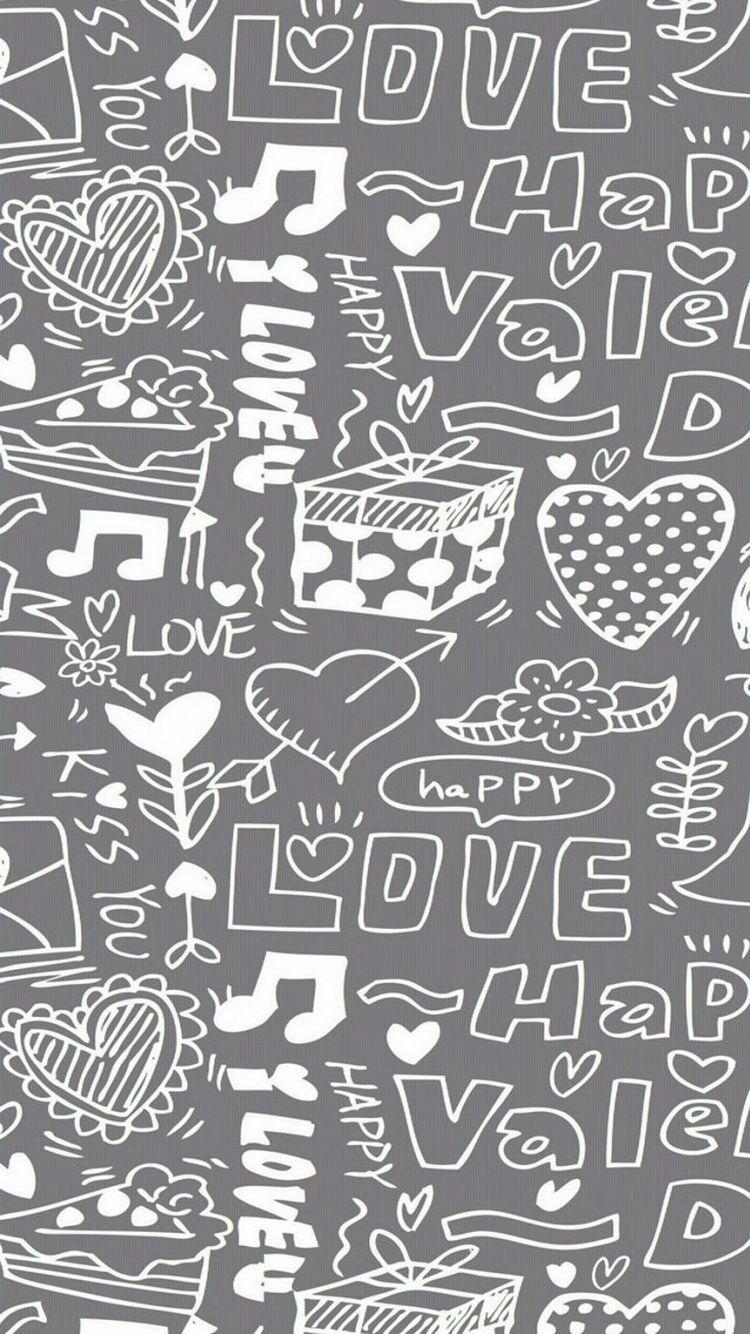 750x1340 Love Happiness Doodles iPhone 6 Wallpaper HD, Phone