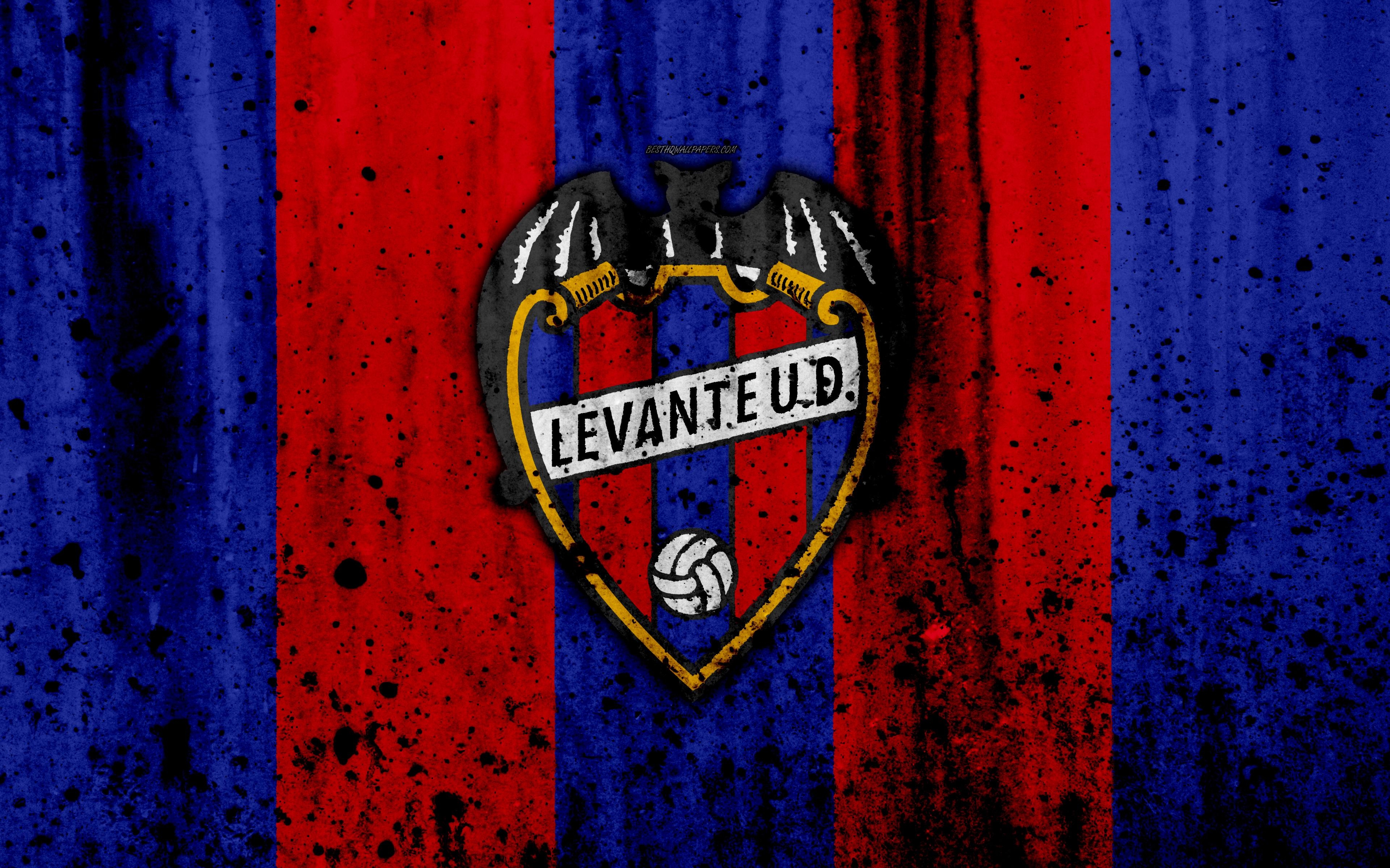 3840x2400 Download wallpaper Levante, 4k, grunge, La Liga, stone texture, Desktop