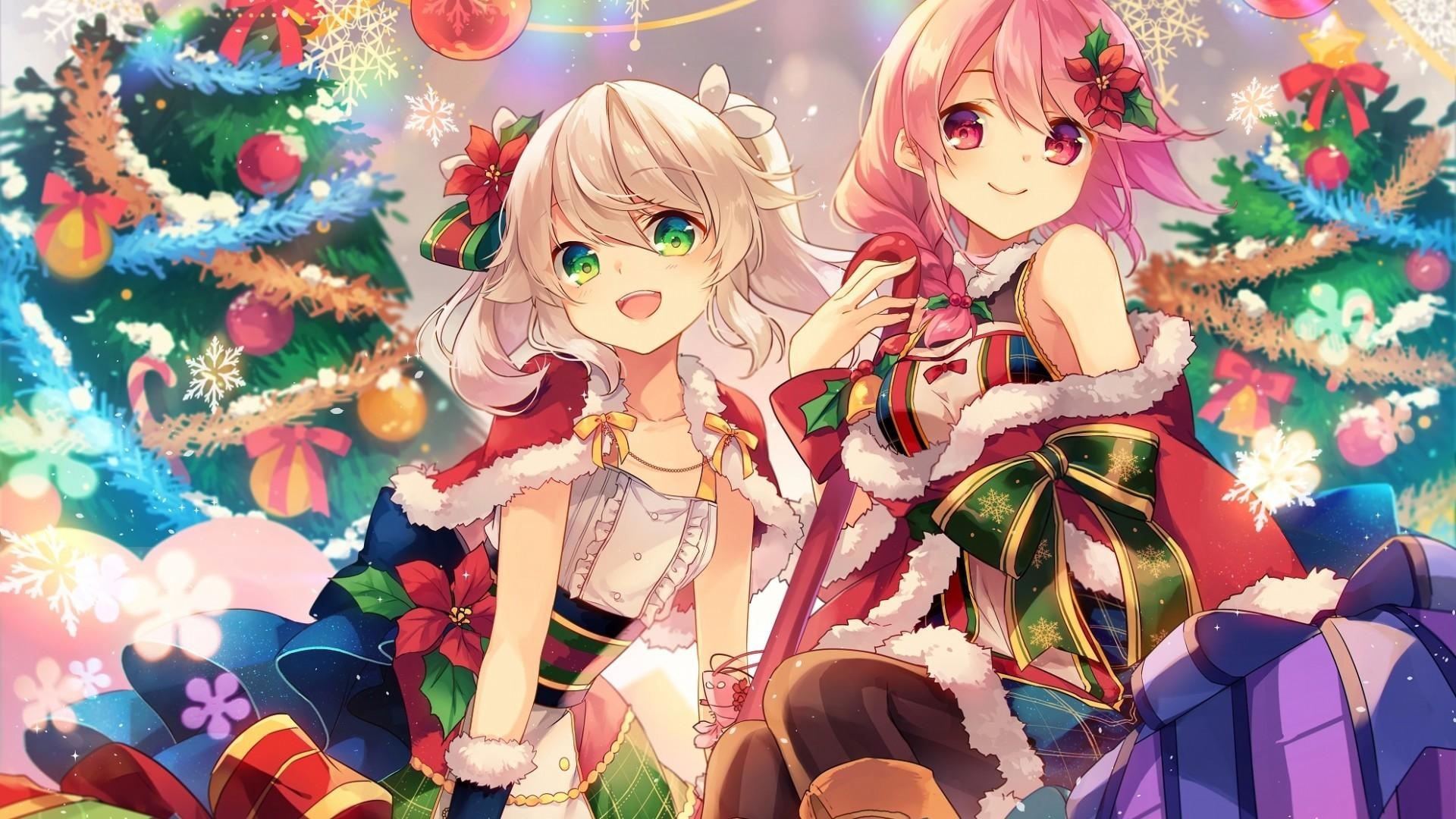 1920x1080 Download  Anime Girls, Christmas, Smiling, Short, Desktop