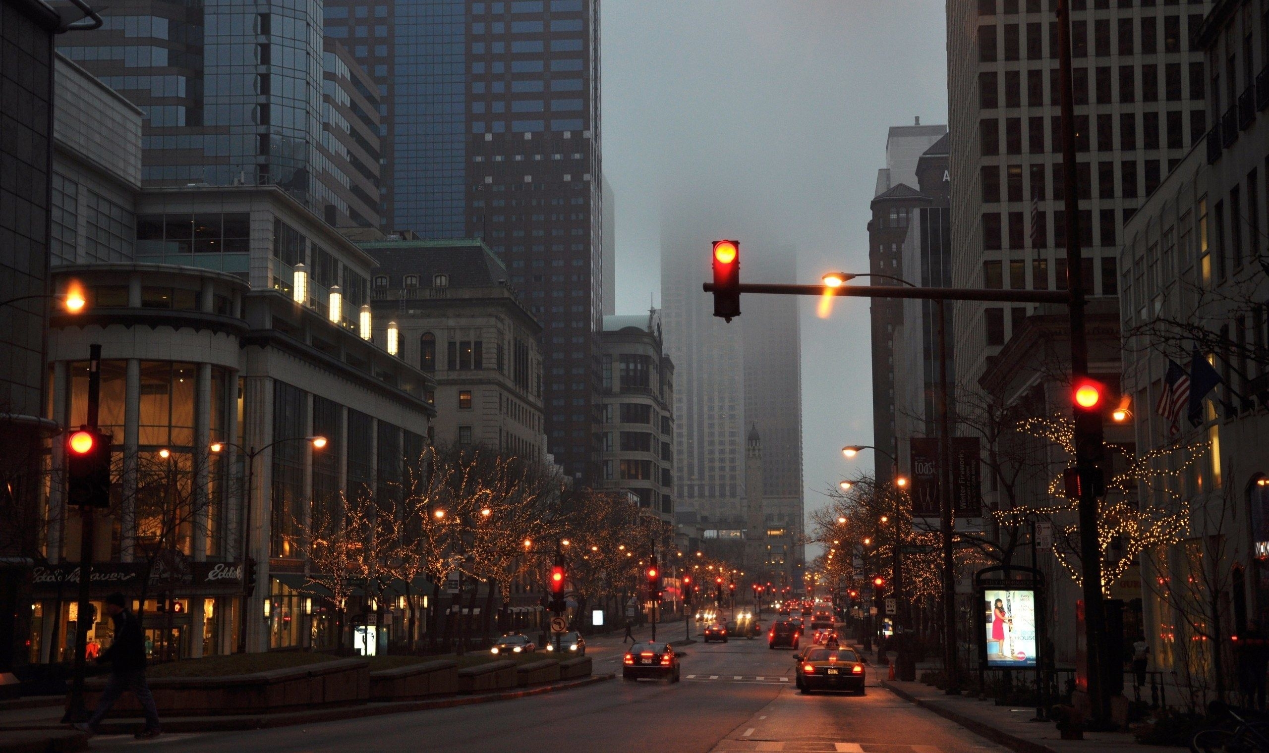 2560x1520 Street cars fog rain city wallpaperx1520, Desktop