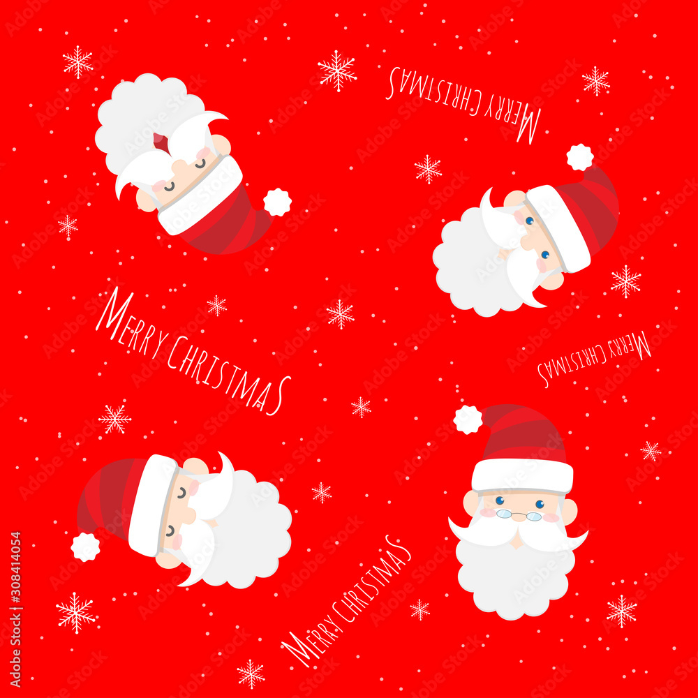 1000x1000 vector cute Santa Claus cartoon with text Merry Christmas pattern on red background for Christmas wallpaper background Stock Vector, Phone