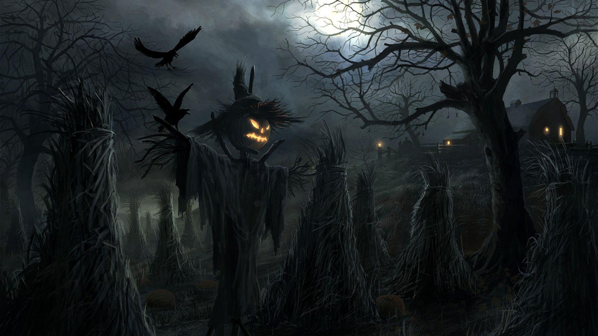 1920x1080 Halloween pumpkin scarecrow, Desktop