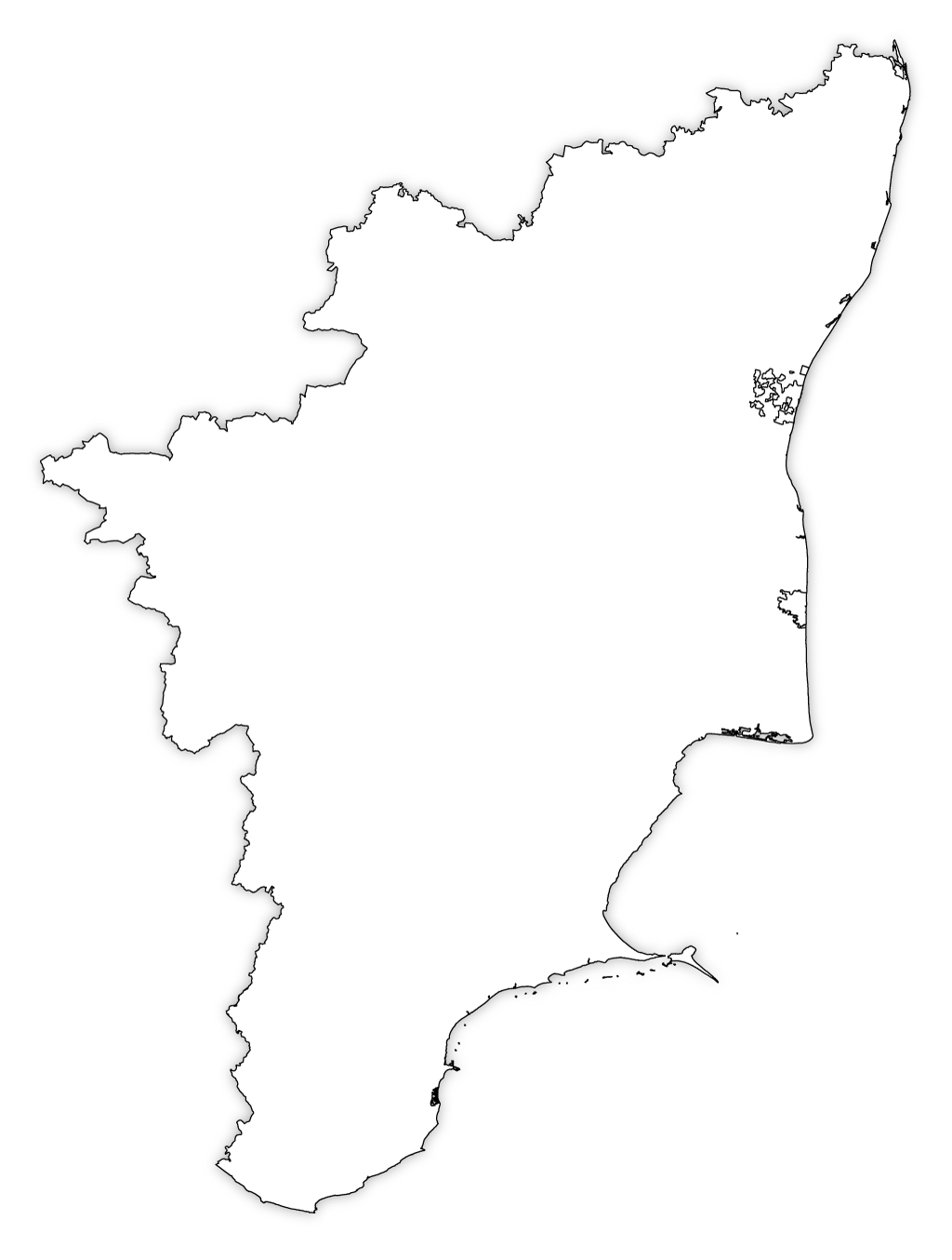 1030x1360 Tamil Nadu Outline Map, Tamil Nadu Blank Map, Phone