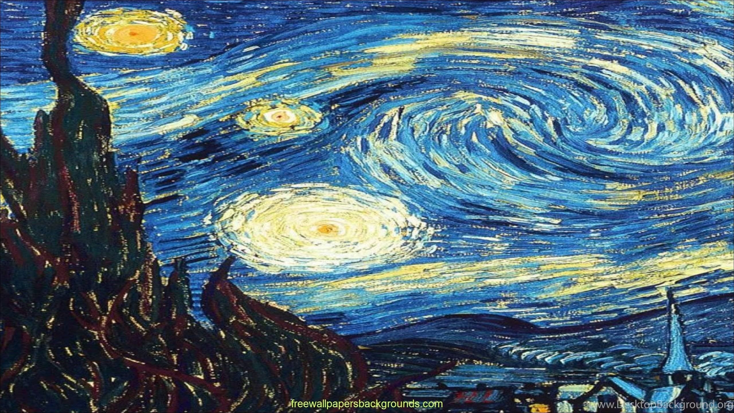 2560x1440 Wallpaper Van Gogh Starry Night Paintings iPhone HD Wallpaper, Desktop