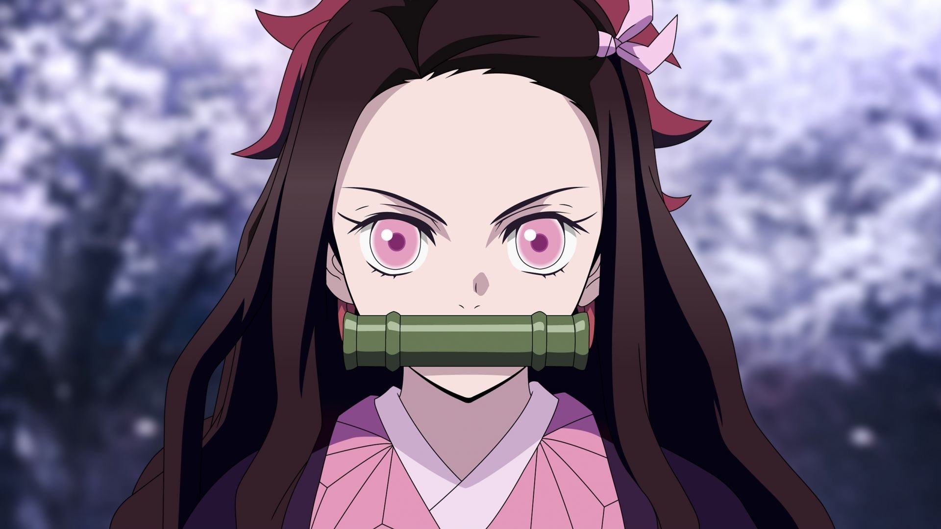 1920x1080 Desktop wallpaper angry kamado nezuko, pink eyes, anime girl, HD image, picture, background, f4f82c, Desktop