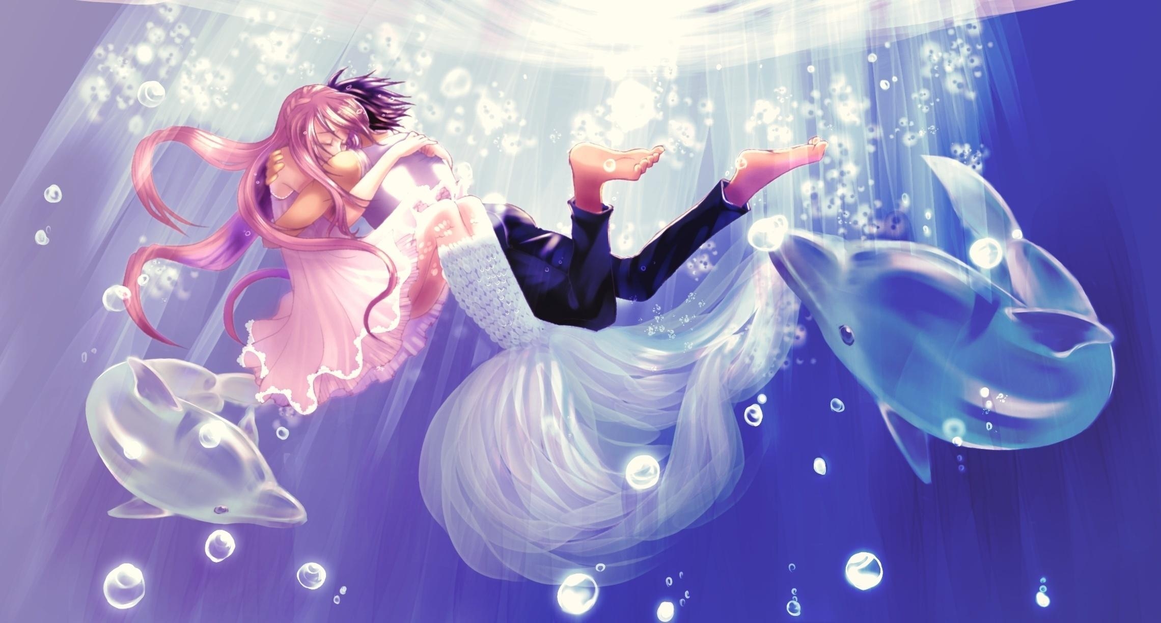 2280x1230 Anime Girl Boy Love Is High Definition Wallpaper Mermaid, Desktop