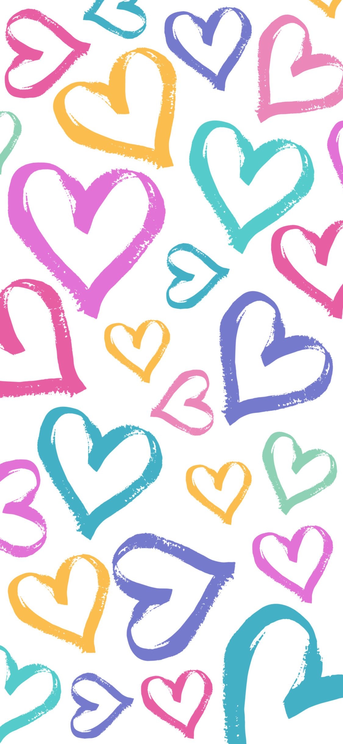 1130x2440 Heart Pattern Wallpaper Background for iPhone {Pastel Rainbow, Phone