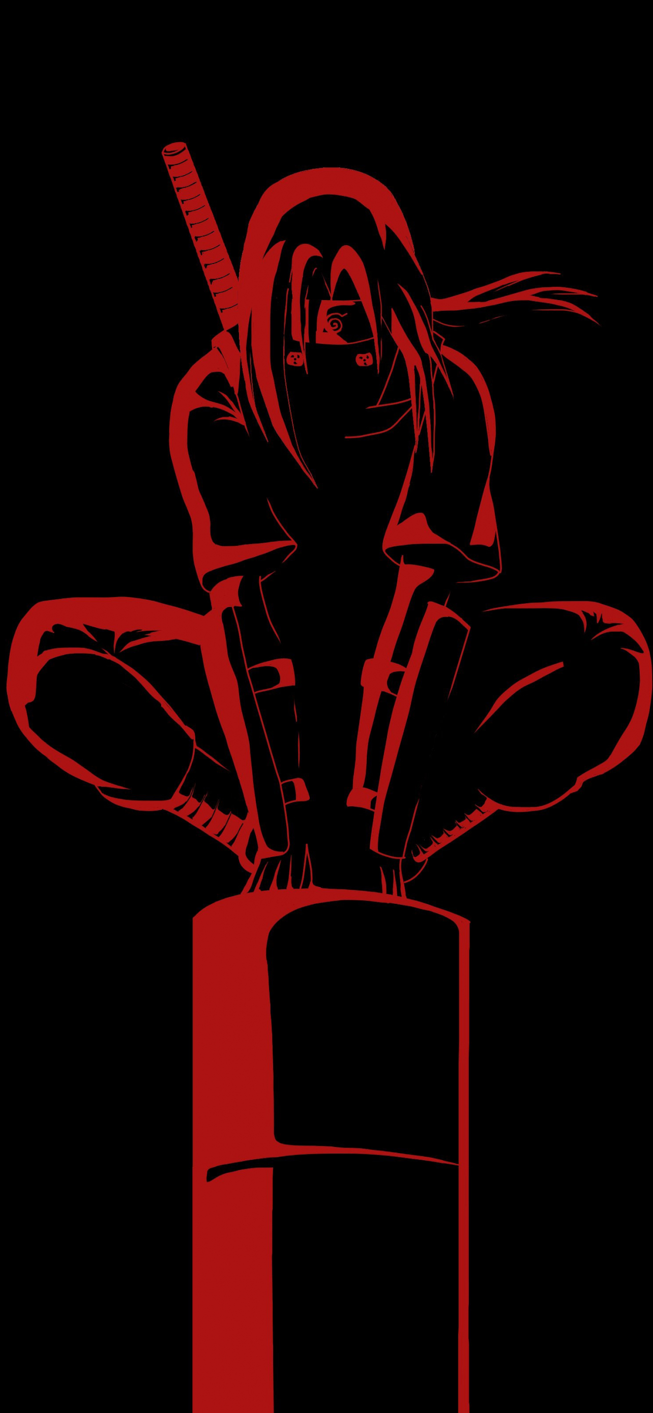 1290x2780 Itachi Uchiha Wallpaper 4K, Black background, Samurai, Ninja, Phone