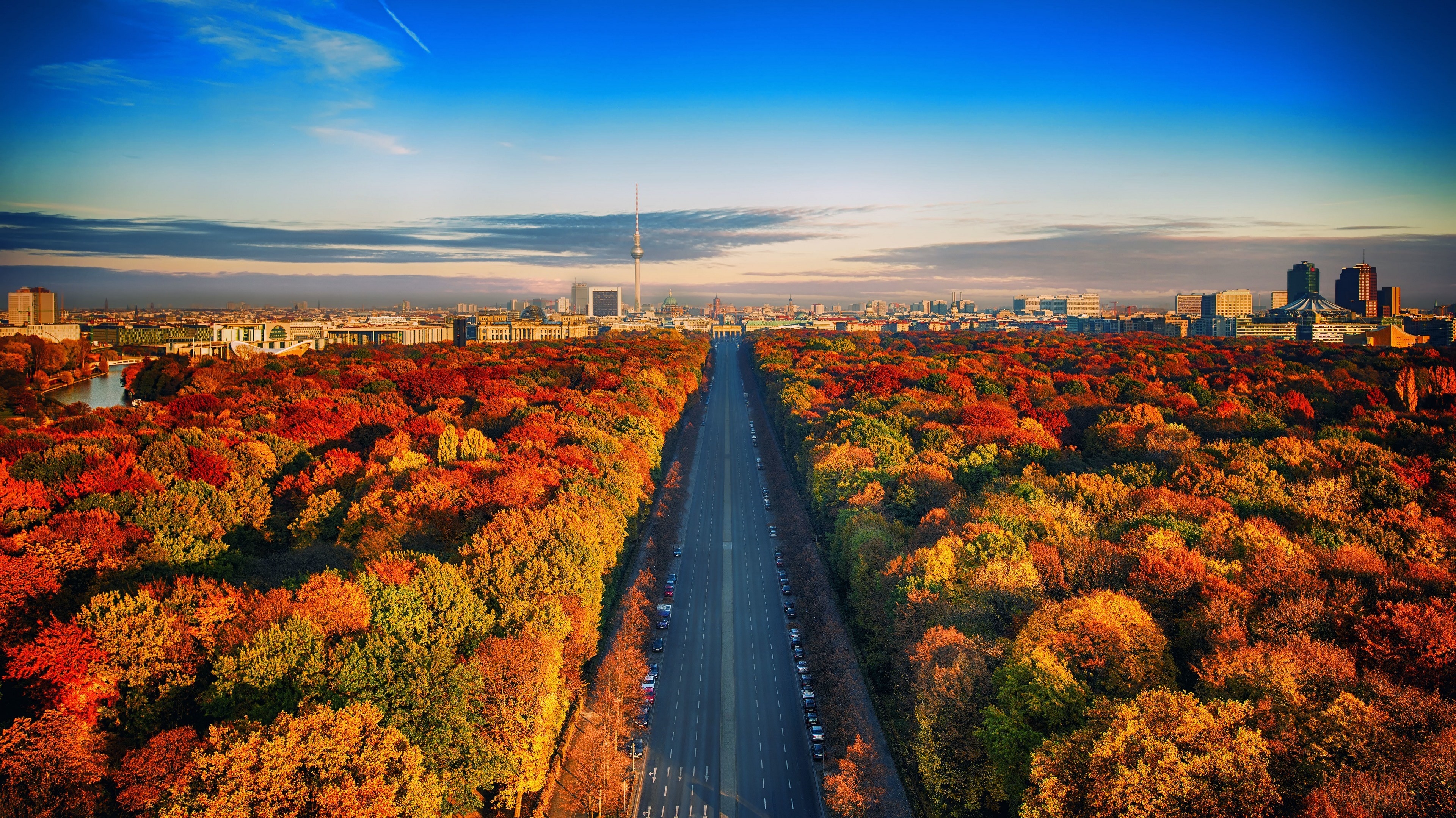 3840x2160 Berlin, Fall, Foliage, Forest, Germany, Highway, Road 4k Gallery HD Wallpaper, Desktop