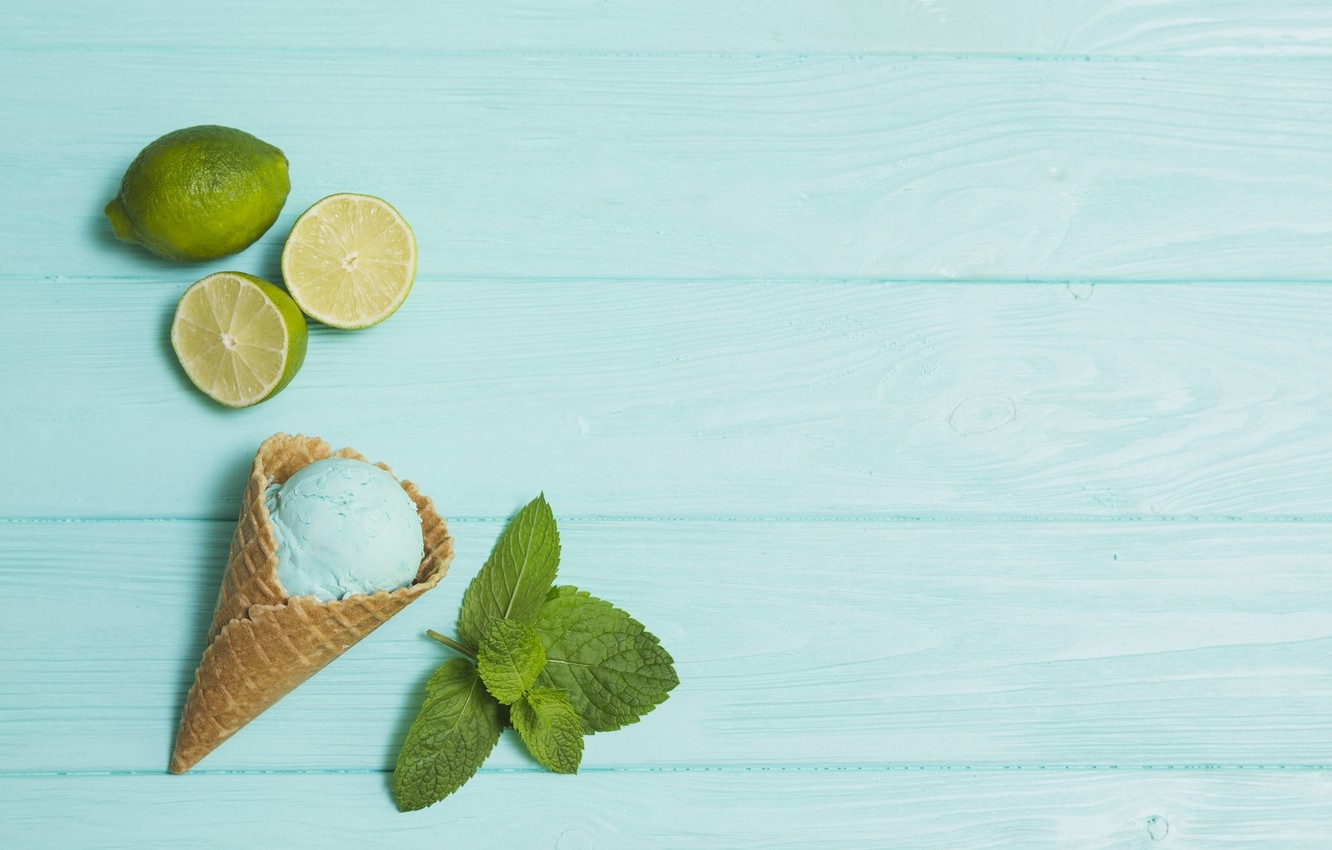 1340x850 Wallpaper Ice Cream, Lime, Dessert, Lime, Mint, Waffle Cone, Ice Cream Image For Desktop, Section еда, Desktop