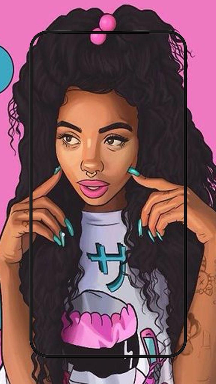 720x1280 Black girl cartoon, Cute girl wallpaper, Black girl art, Phone