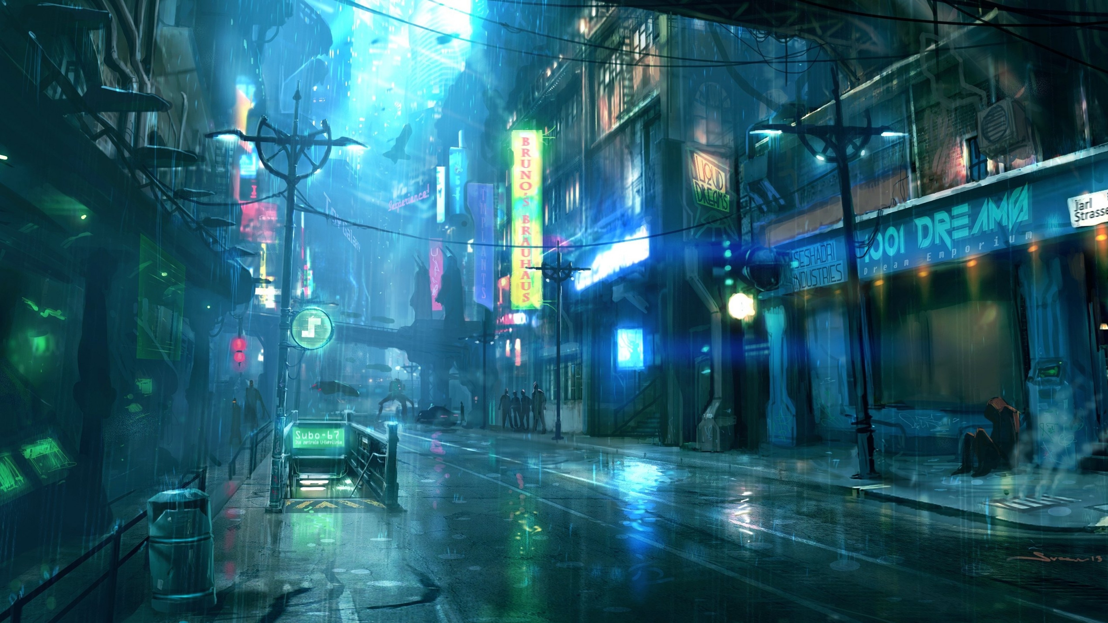 3840x2160 Download  Cyberpunk, Futuristic, City, Raining, Desktop