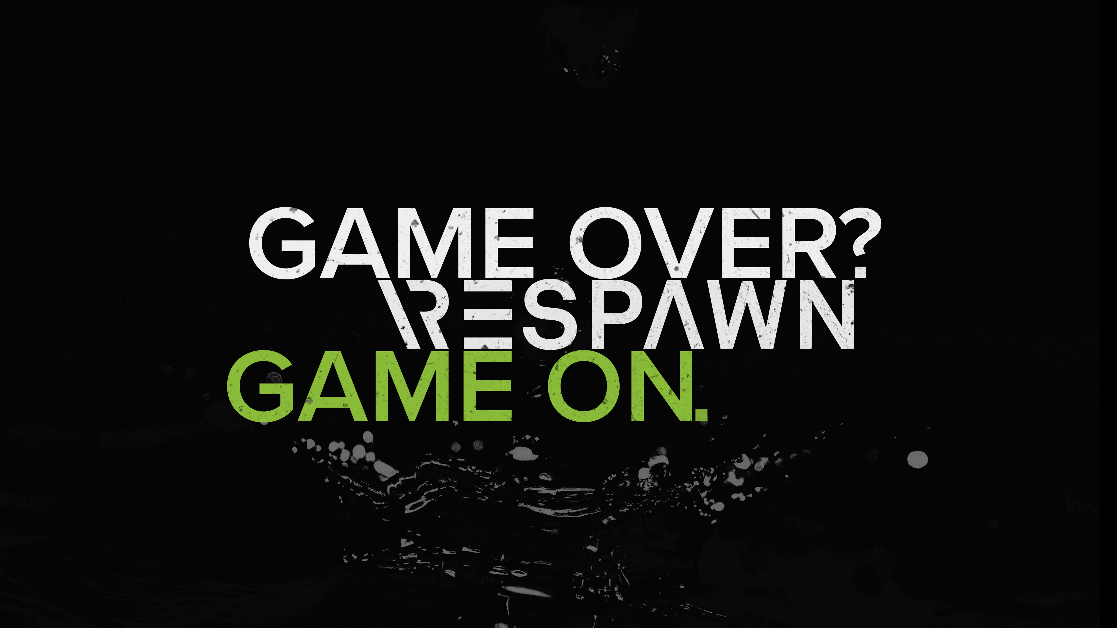 3840x2160 Game Over 4K Wallpaper, Respawn, Game On, Hardcore, Gamer Quotes, Dark Background, Black Dark, Desktop