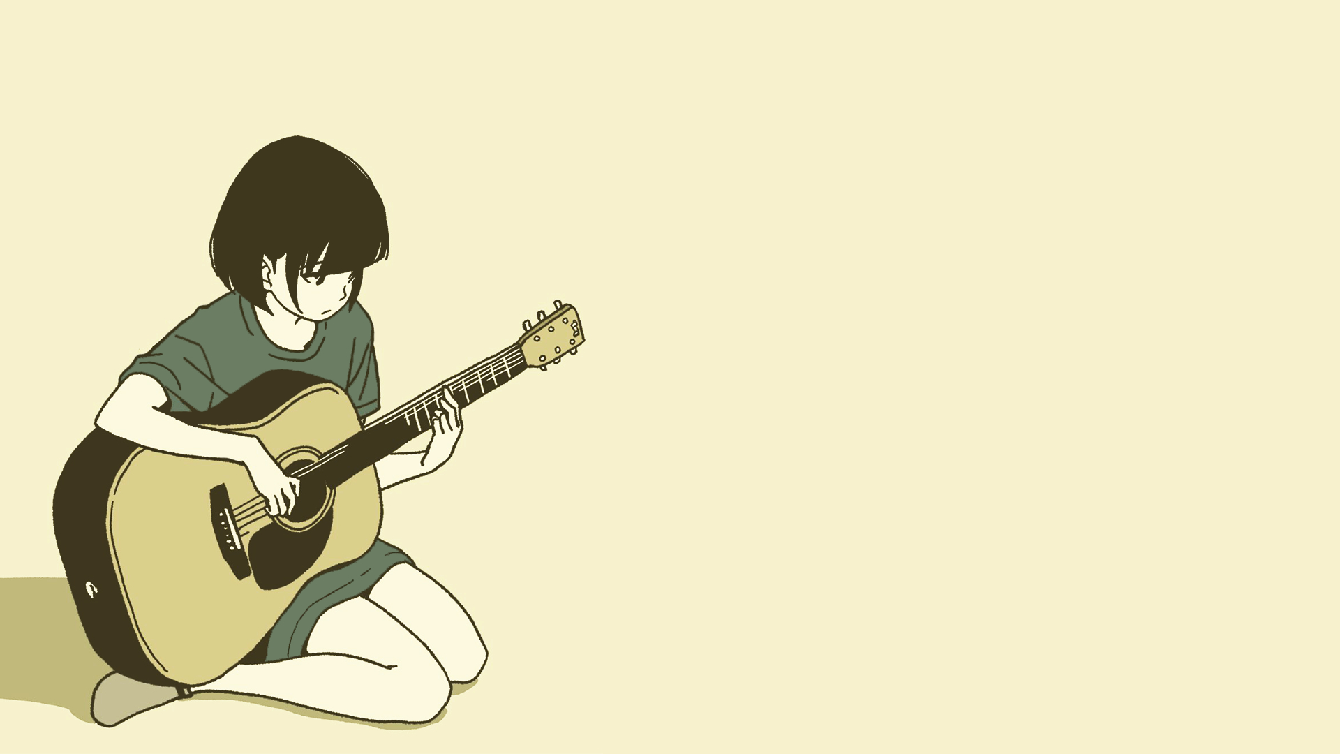 1920x1080 #guitar, #simple background, #anime girls, wallpaper, Desktop