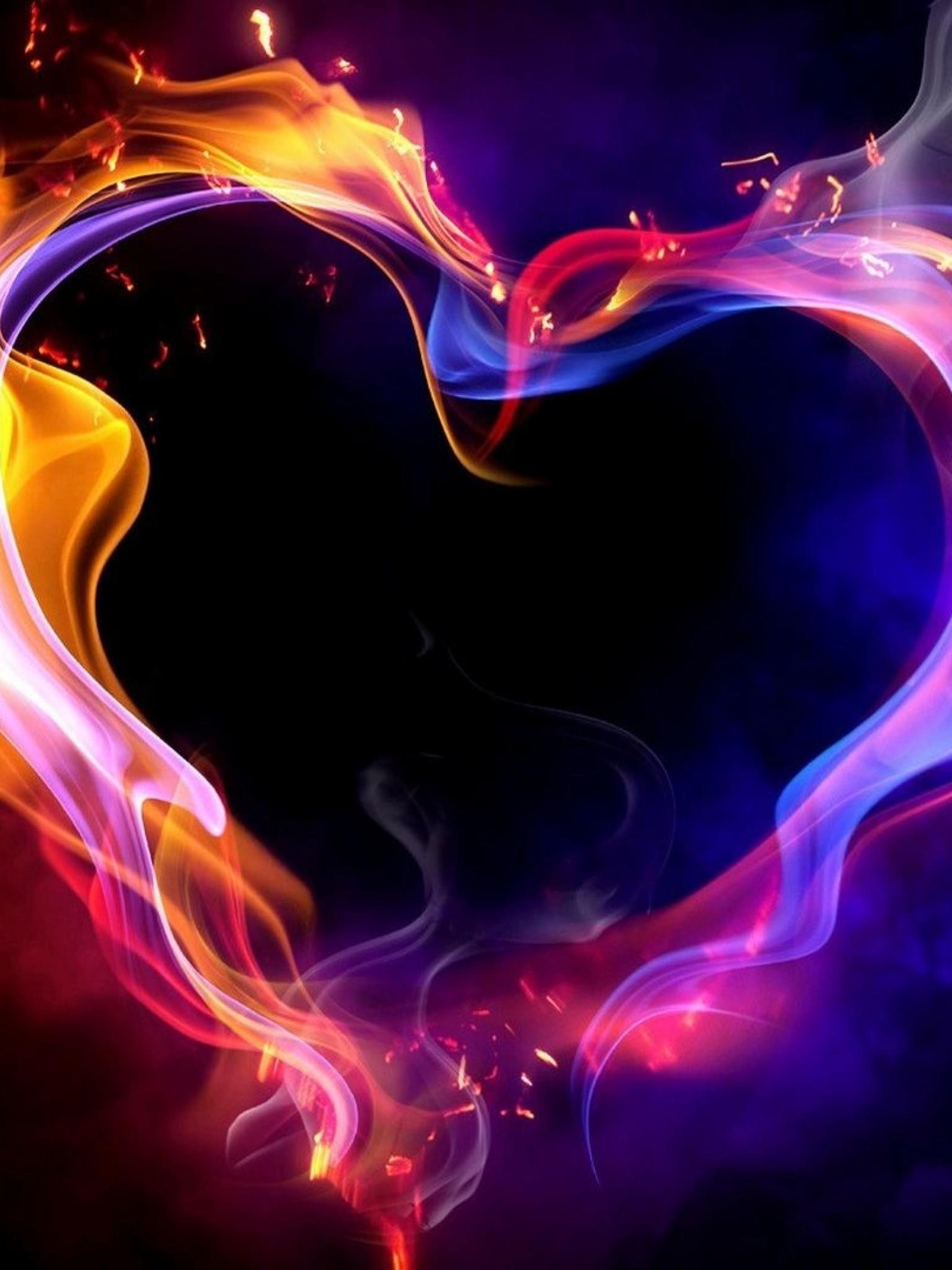 1540x2050 Burning Heart Colorful Wallpaper for Desktop and Mobiles, Phone