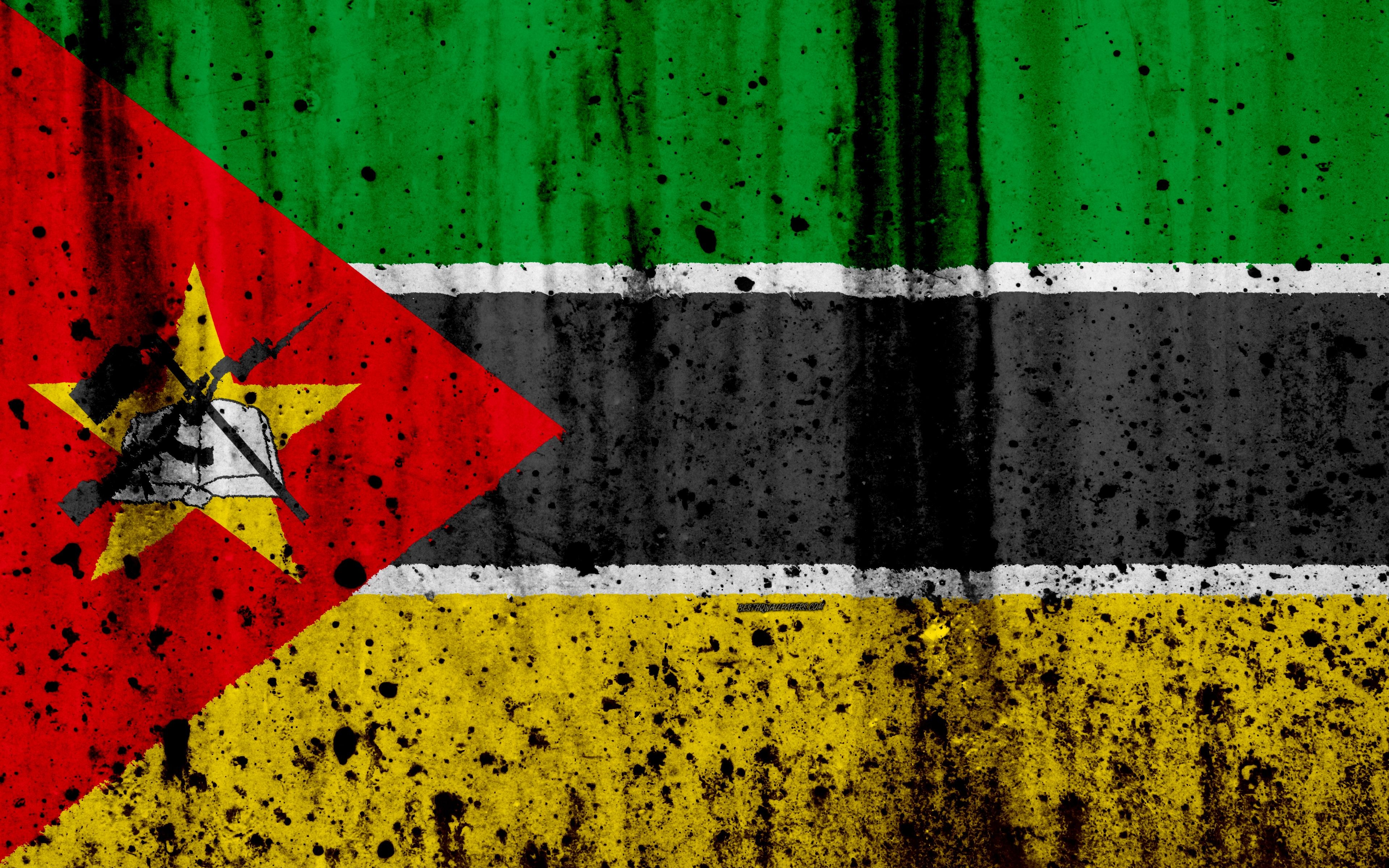 3840x2400 Download wallpaper Mozambique flag, 4k, grunge, flag of Mozambique, Desktop