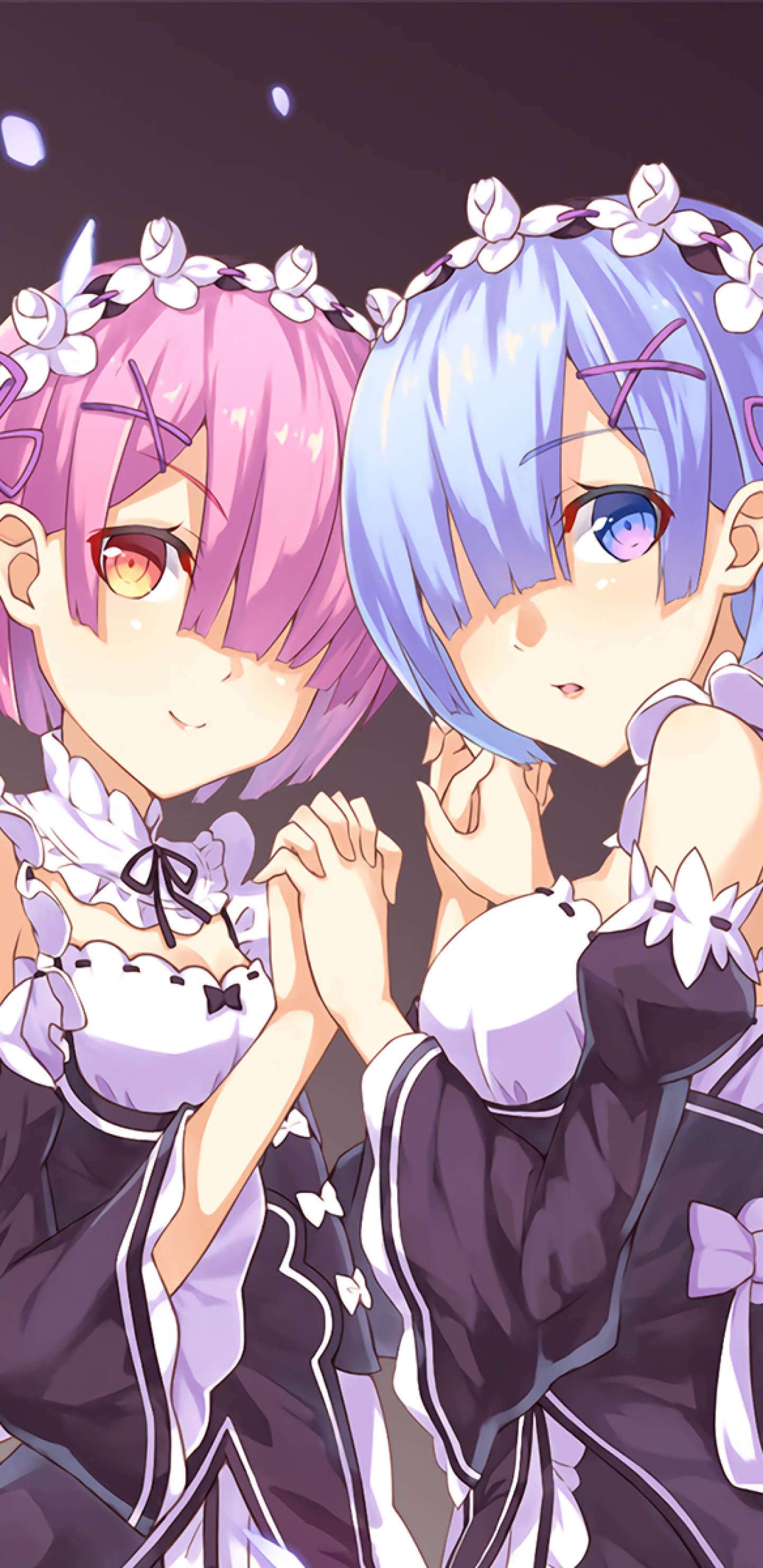 1440x2960 Download  Ram, Rem, Leaves, Maids, Re:Zero Kara Hajimeru, Phone