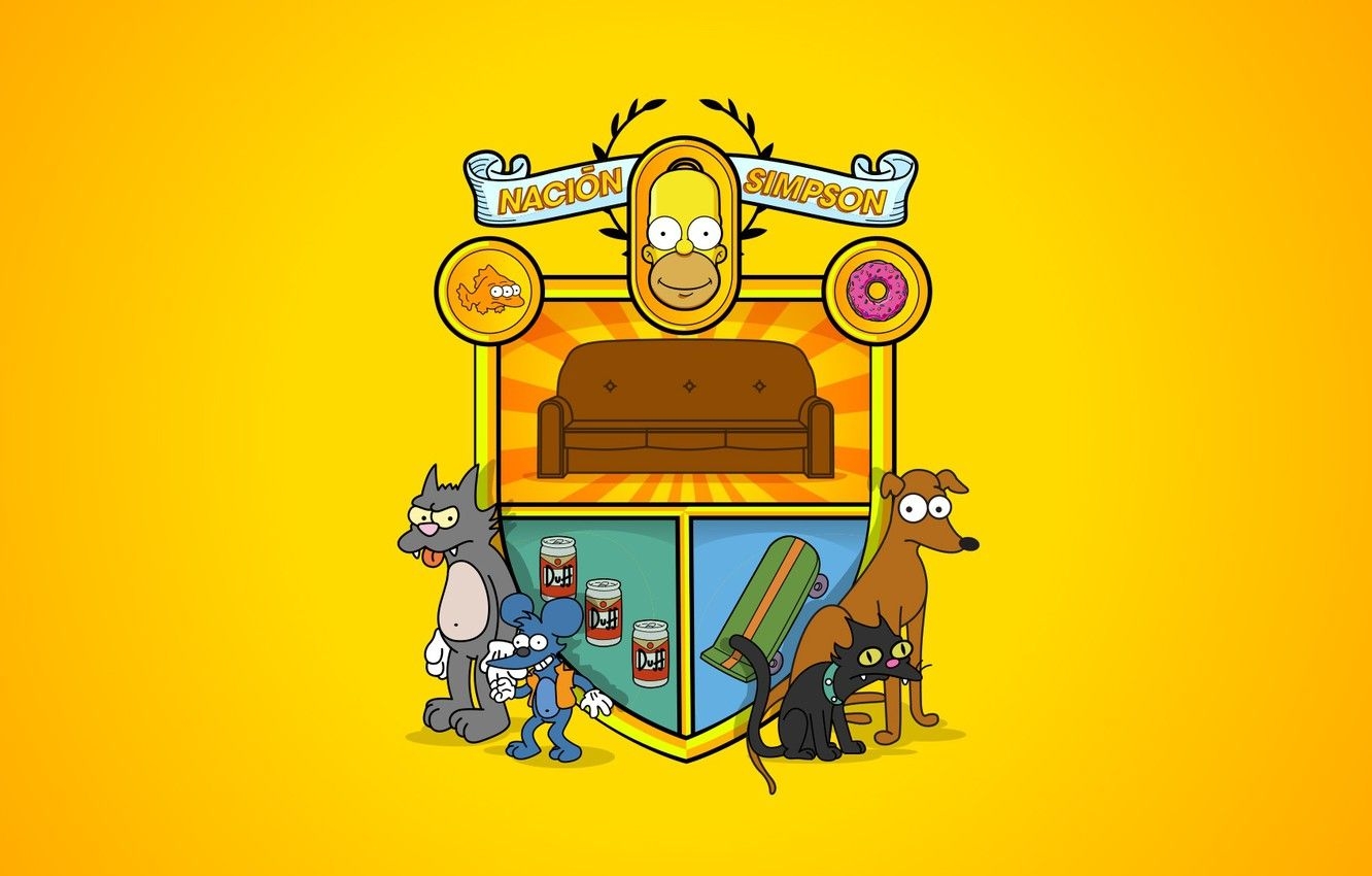 1340x850 Wallpaper The simpsons, Figure, Sofa, Logo, Homer, Simpsons, Bart, Coat of arms, Animals, Art, Snow, Cartoon, The Simpsons, Homer Simpson, Homer Simpson, Homer image for desktop, section минимализм, Desktop