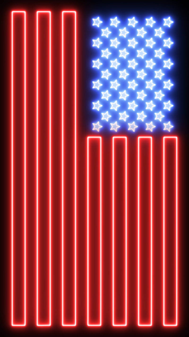 800x1430 Download Neon Lighted American Flag Cool iPhone Wallpaper, Phone