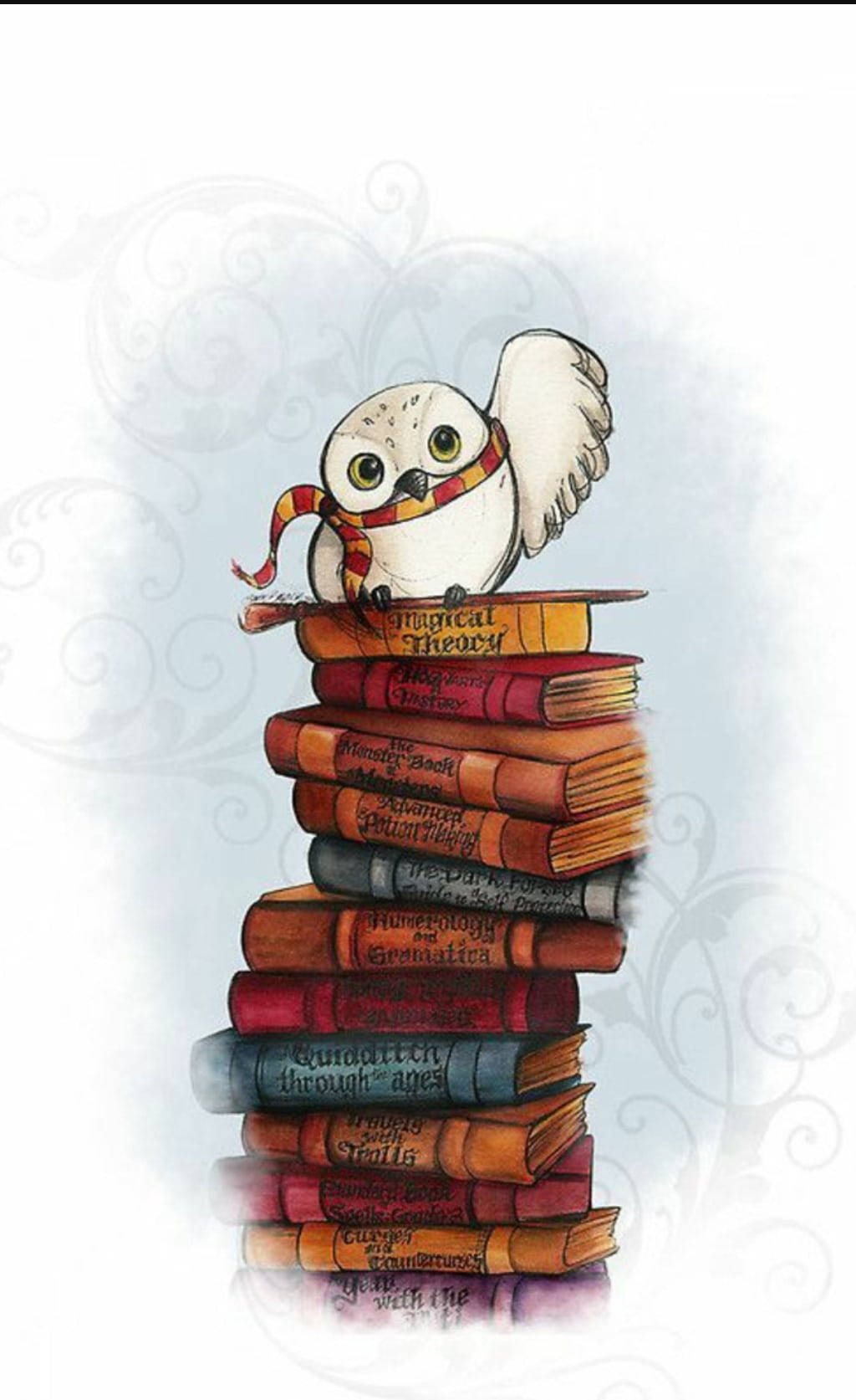 1030x1680 Download Cute Harry Potter Owl And Books Wallpaper, Phone