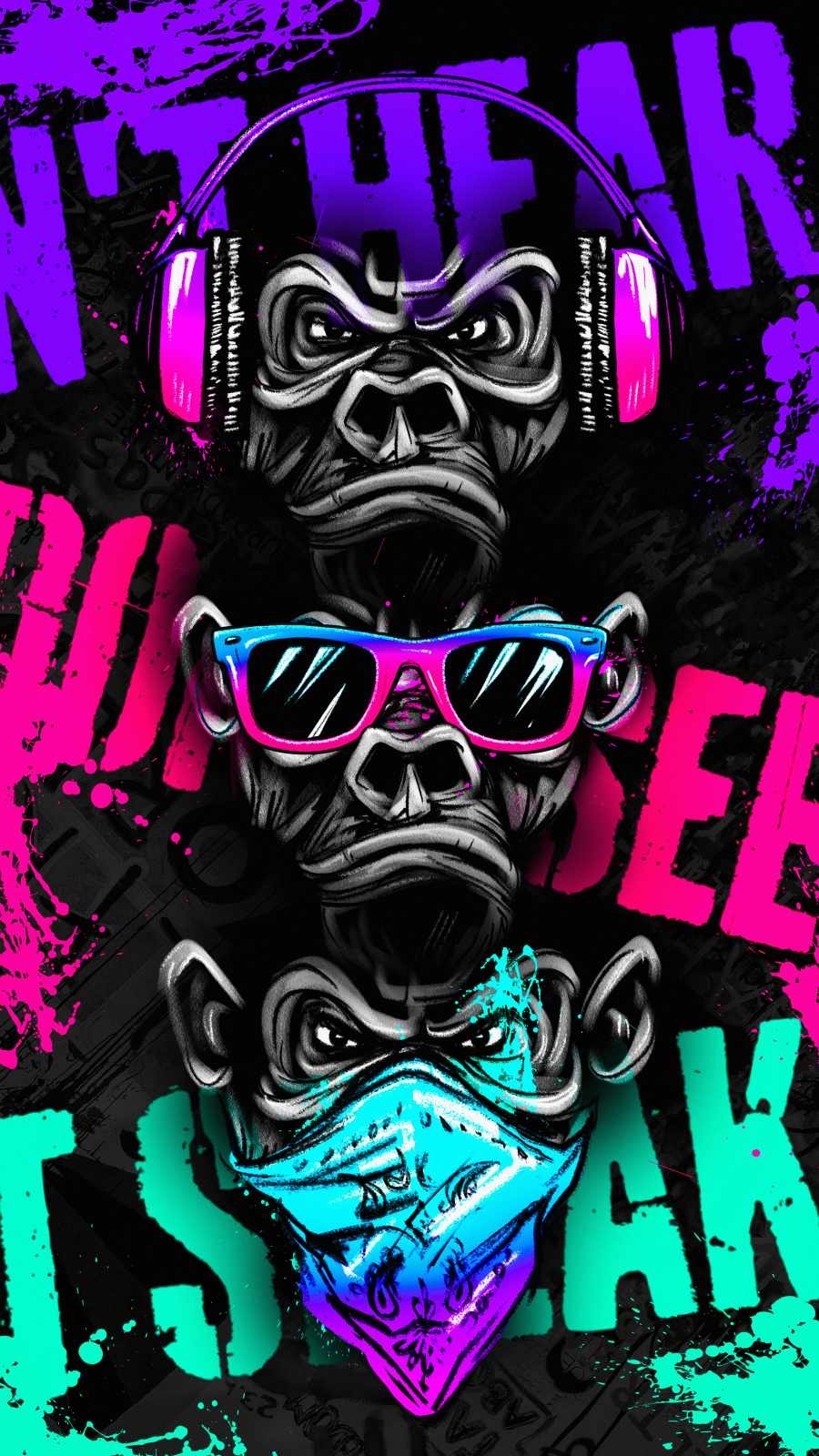 900x1600 Three Monkeys iPhone Wallpaper, Phone