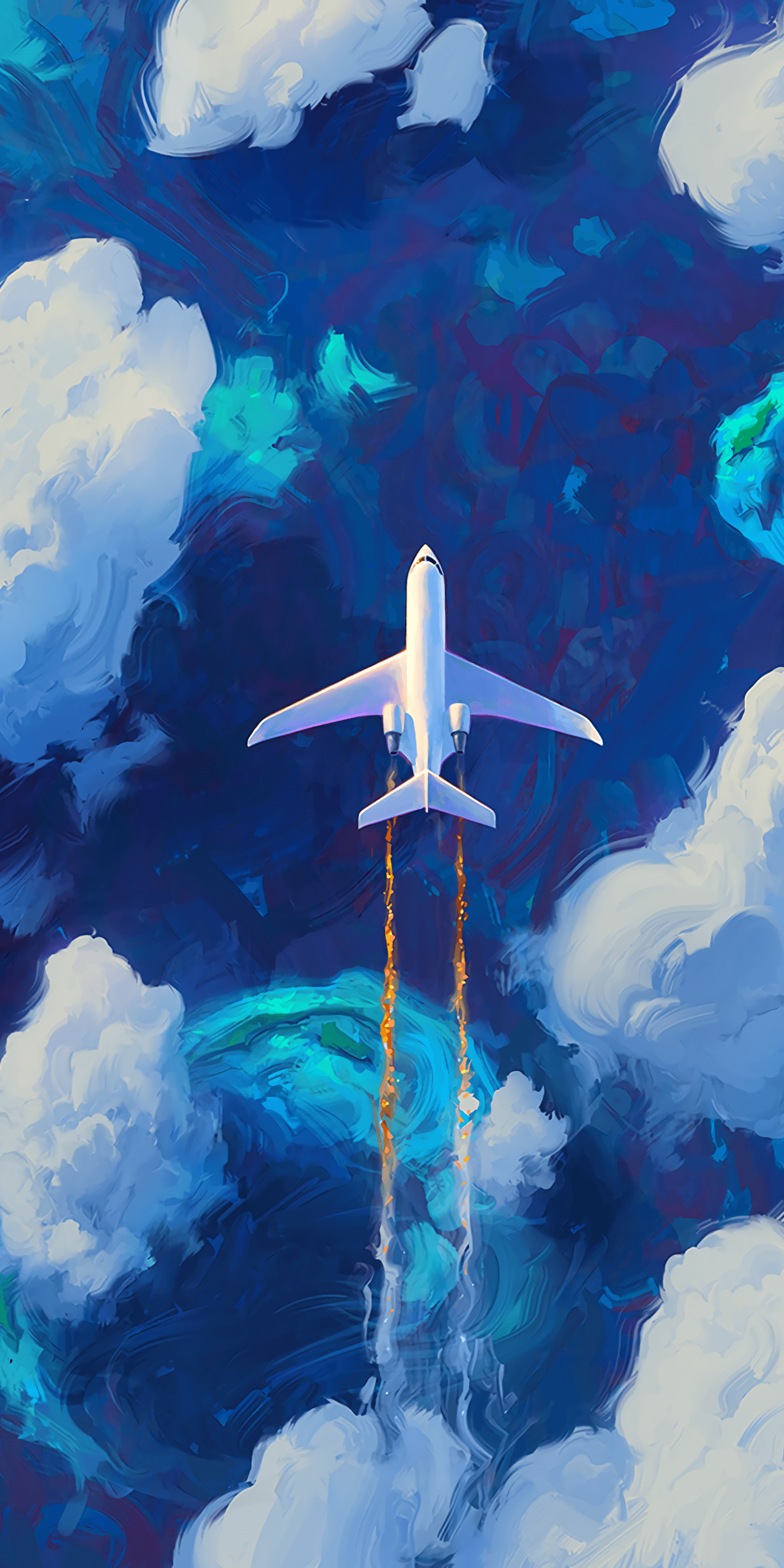 1440x2880 Aircraft, artwork, sky, clouds,  wallpaper. Anime in 2019, Phone