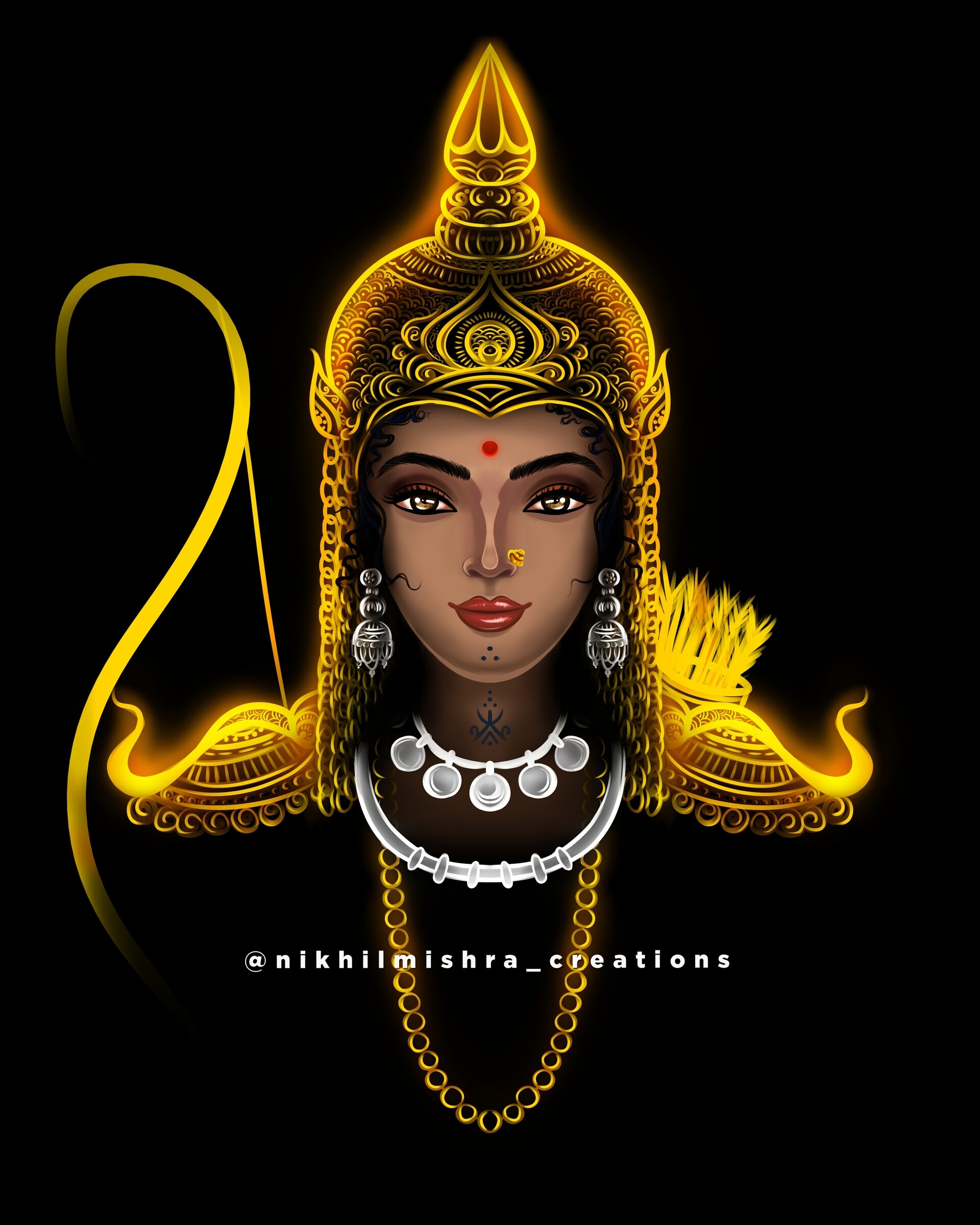 1920x2400 Nikhil Mishra Durgavati ji digital painting Queen of Gondwana, Phone