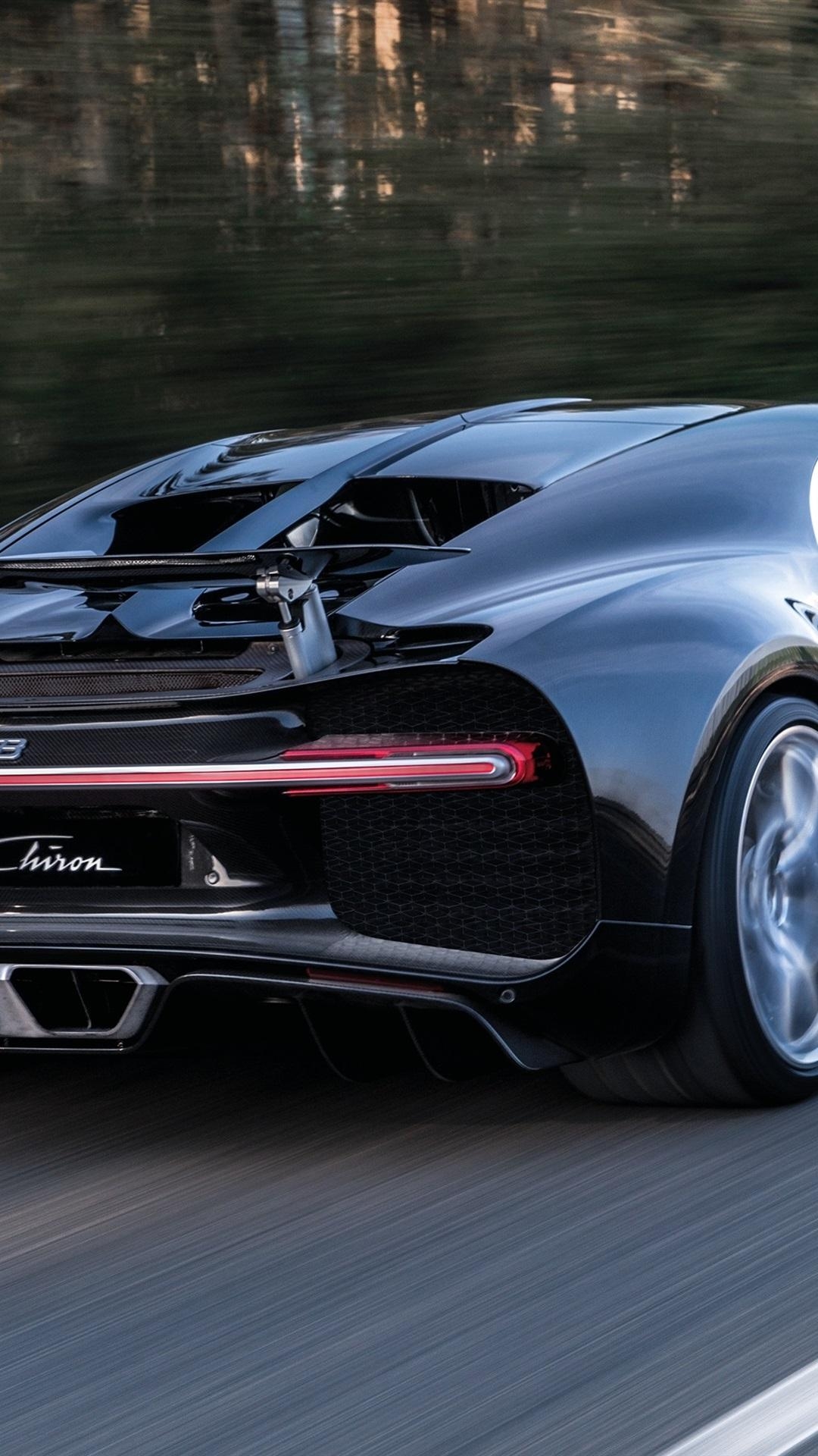 1080x1920 Bugatti Chiron Black Supercar Back View  IPhone 8 7, Phone