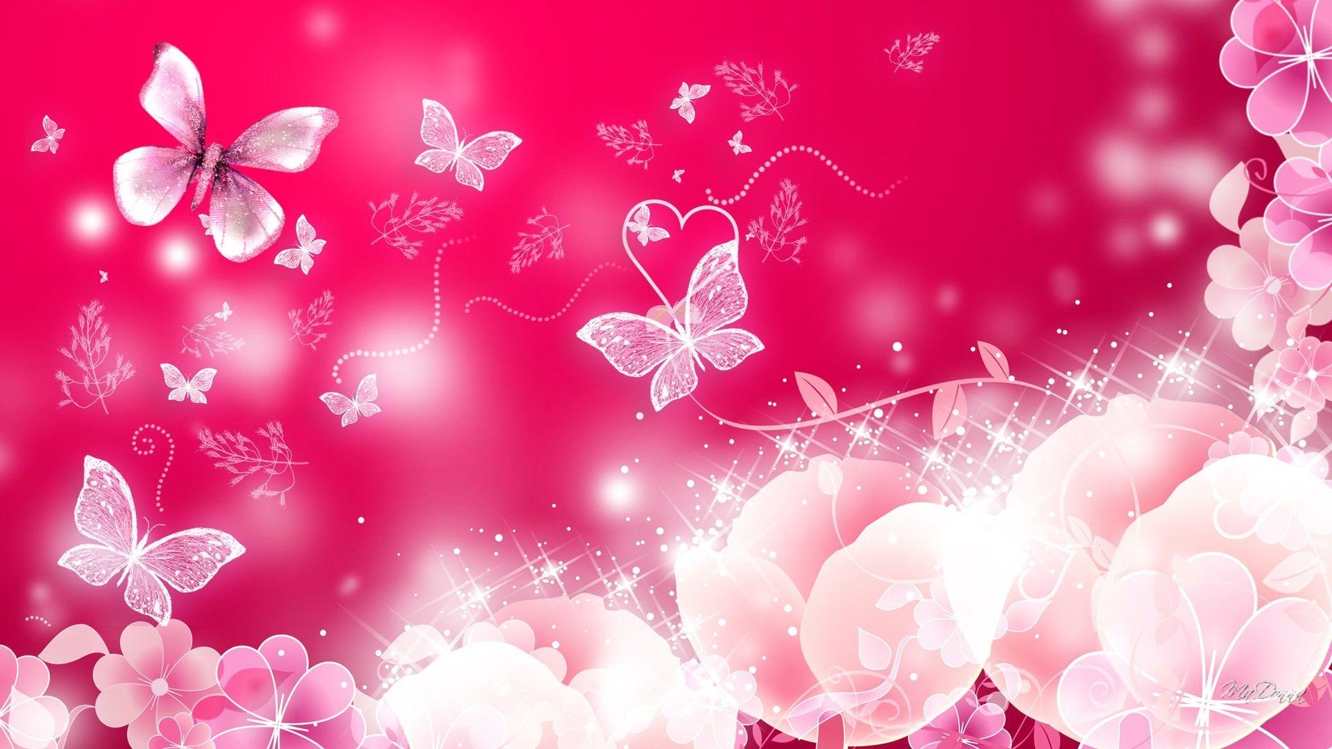 1920x1080 Pink Butterflies Wallpaper, Desktop