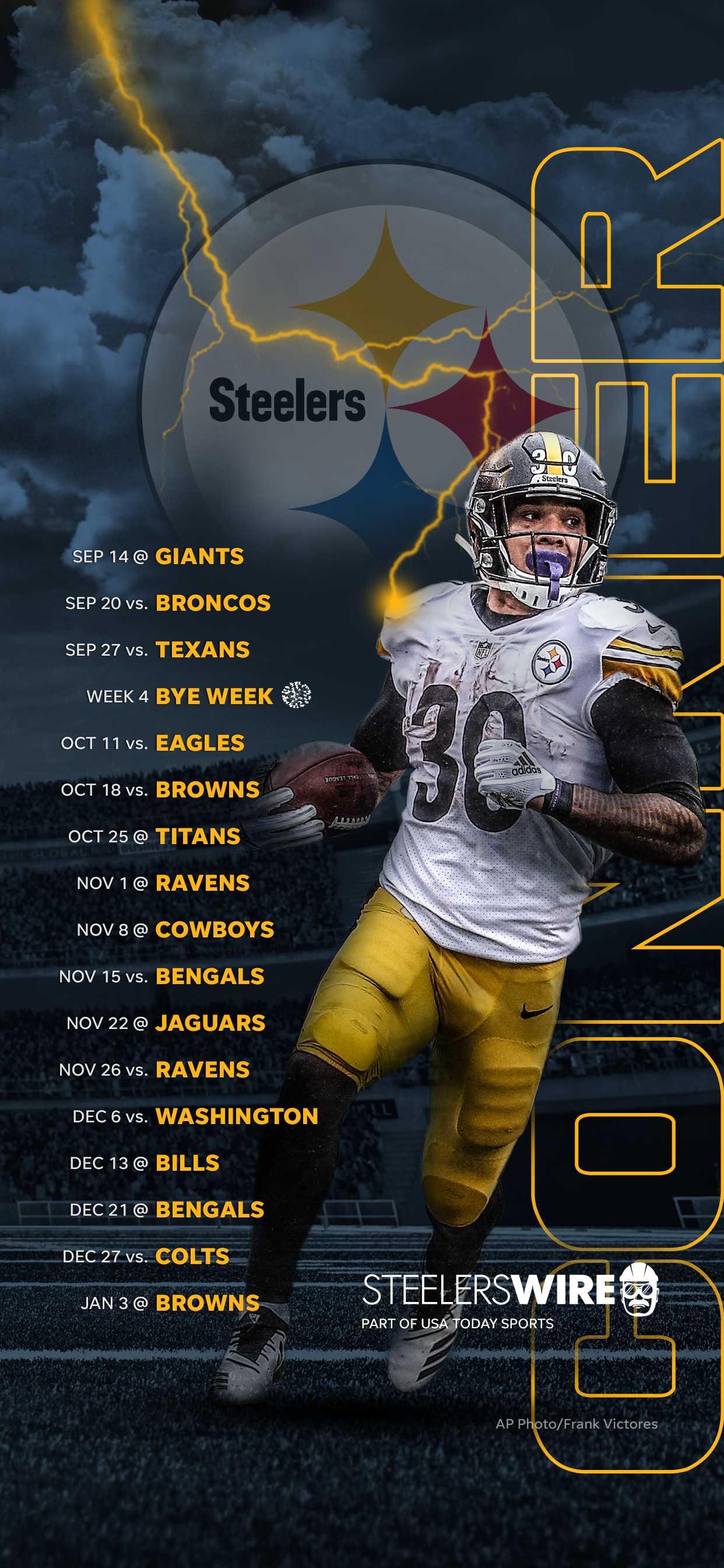 1250x2690 Pittsburgh Steelers' Revised Schedule: Downloadable Mobile Desktop Wallpaper, Phone