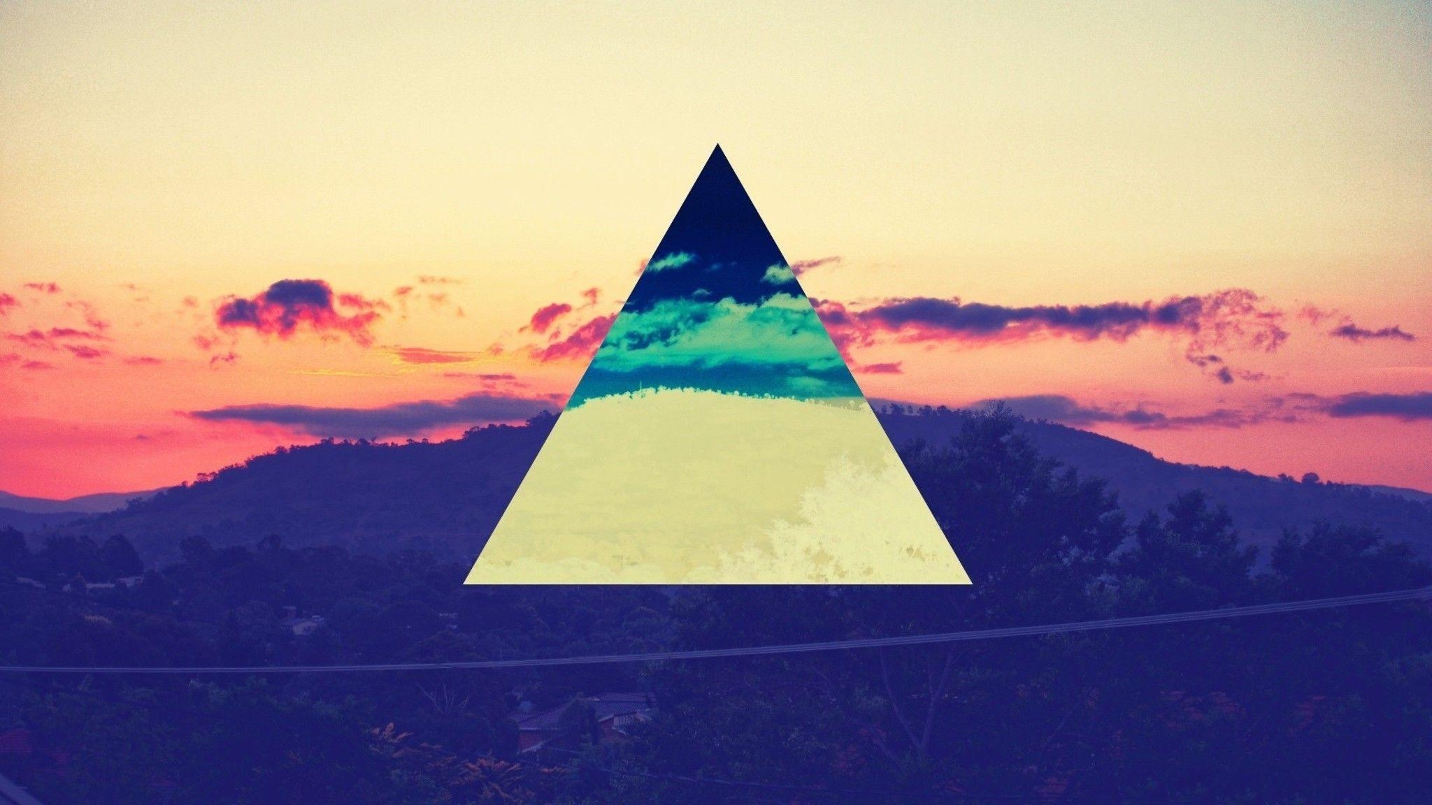 2050x1160 Artwork colors triangles wallpaper. PC, Desktop