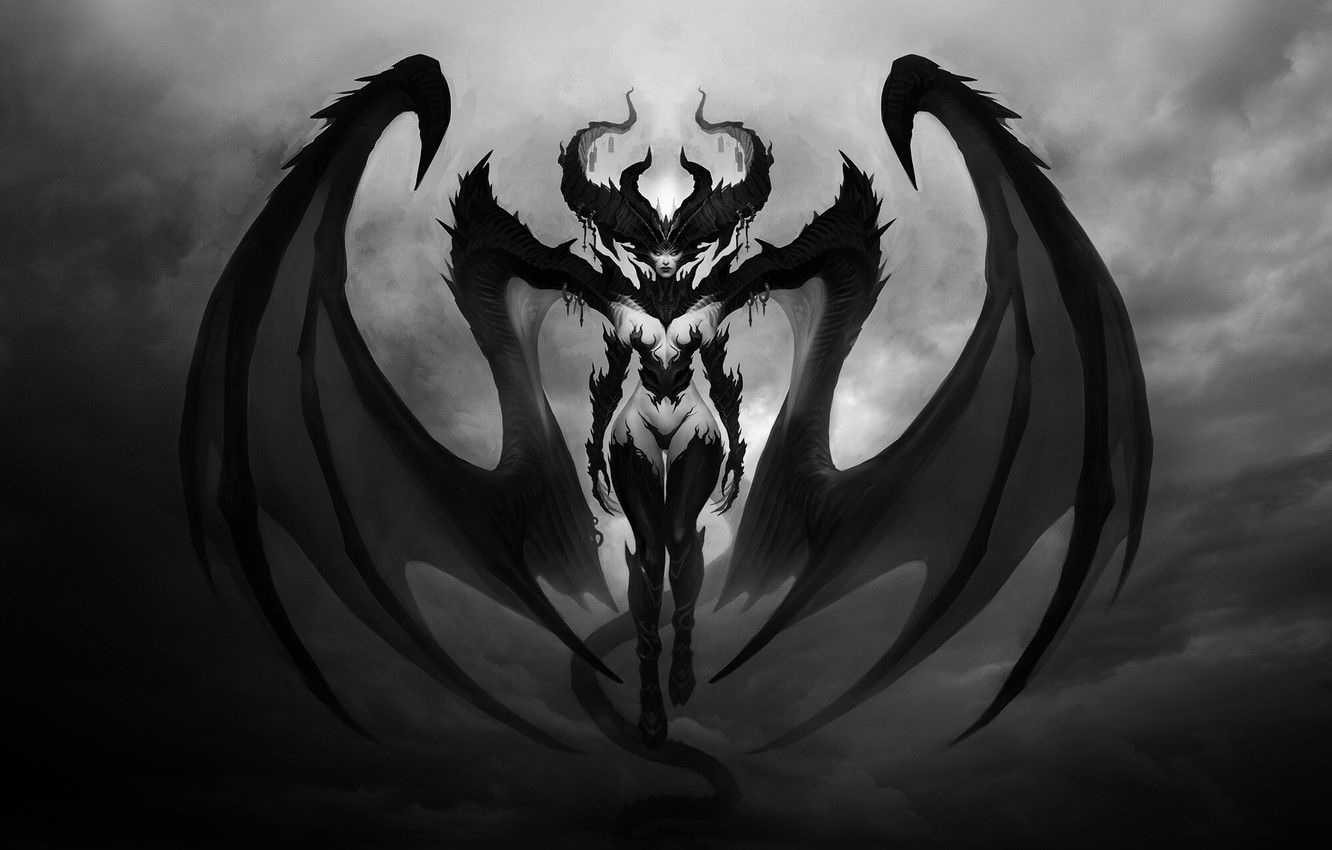 1340x850 Wallpaper Fantasy, Horns, Blizzard, Art, Fiction, Diablo, Game, Desktop