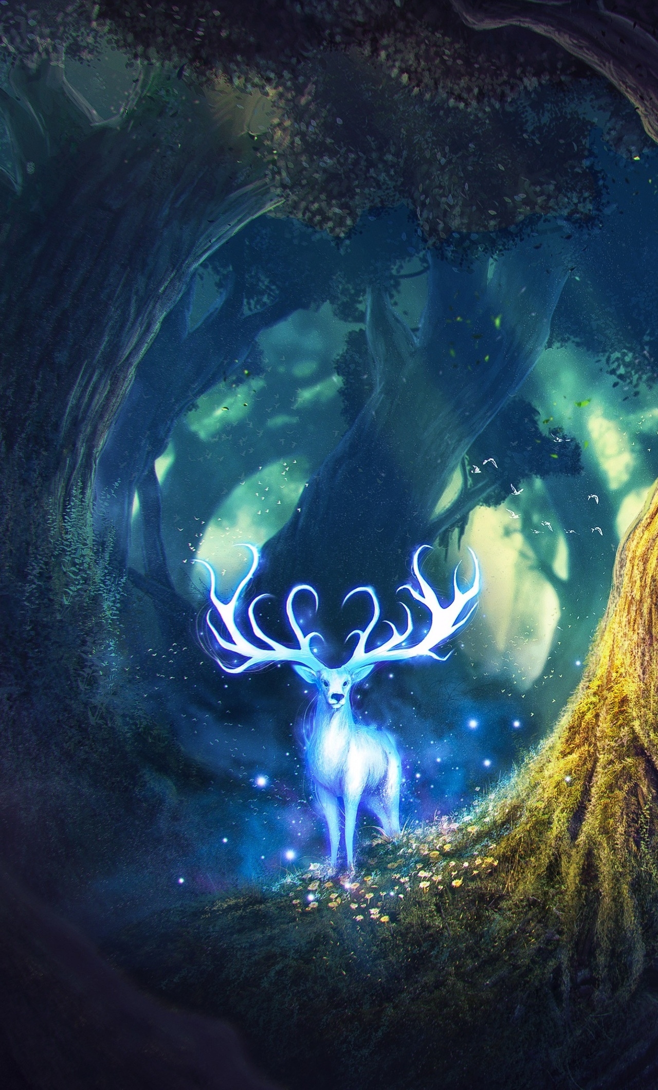 1280x2120 Magic Forest Fantasy Deer iPhone HD 4k Wallpaper, Image, Background, Photo and Picture, Phone