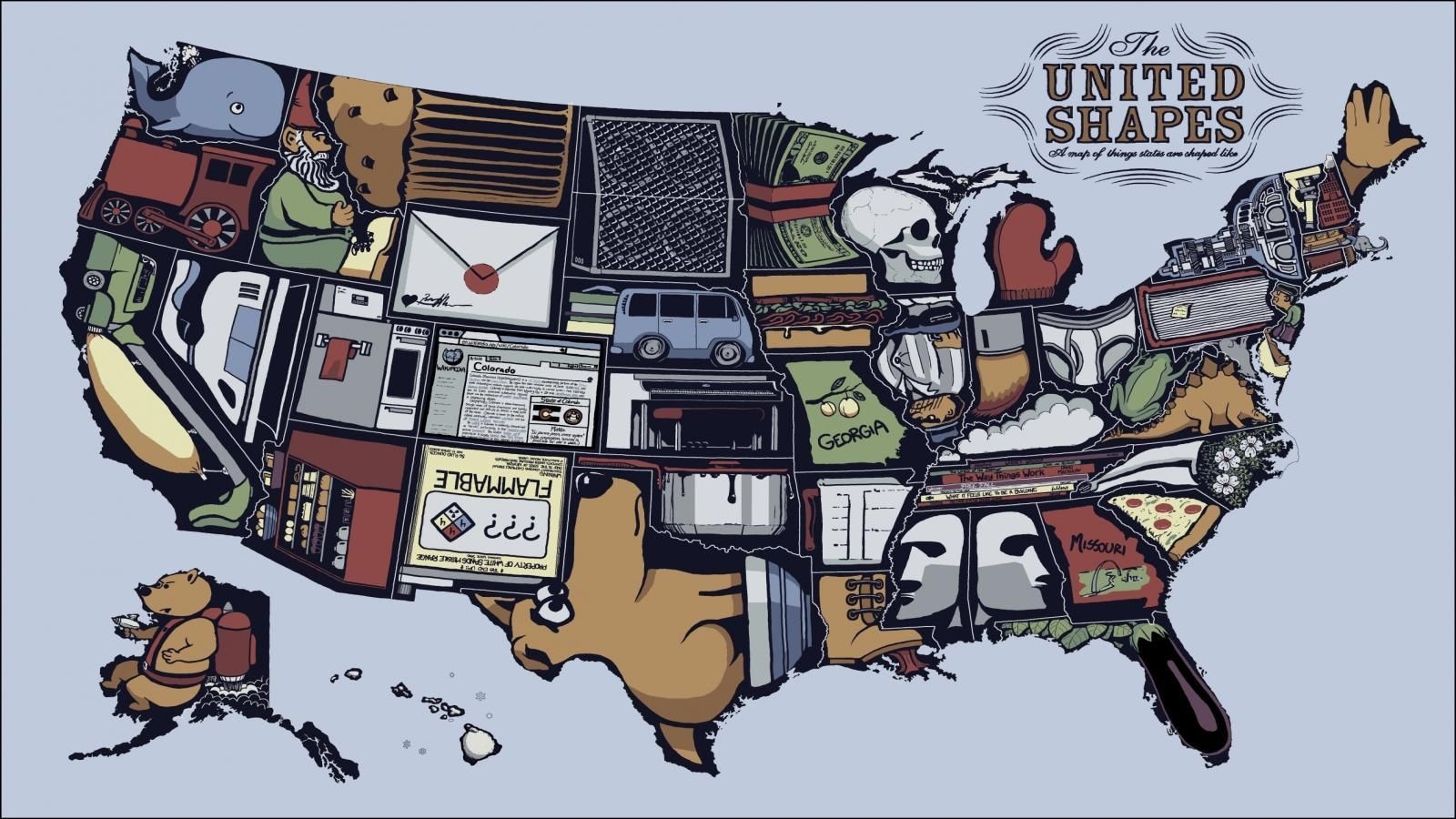 1600x900 HD USA Map Wallpaper. United states map, Shape posters, The unit, Desktop