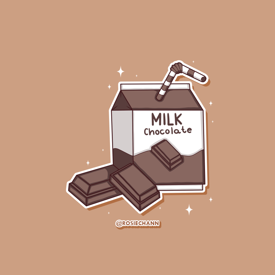 900x900 Cute Chocolate Milk Carton Box Drawing. RosieCahan Art. Rosiechann. Milk Drawing, Cute Pastel Wallpaper, Cute Bear Drawings, Phone