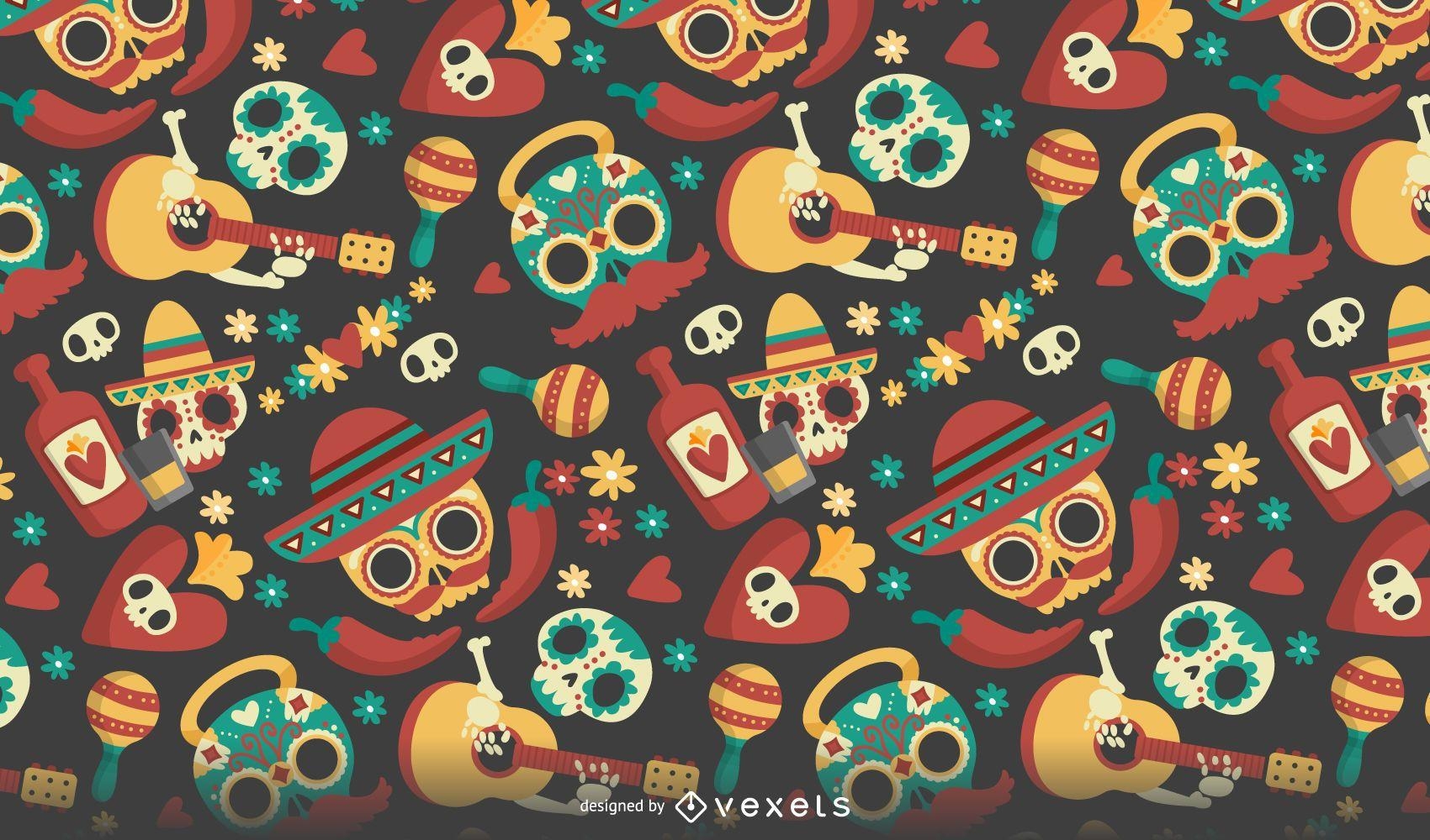 1700x1000 Dia de los Muertos seamless pattern, Desktop