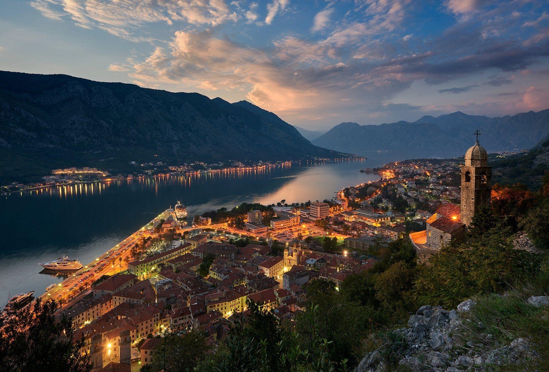 1920x1300 montenegro town which bay of kotor adriatic sea mountain house, Desktop