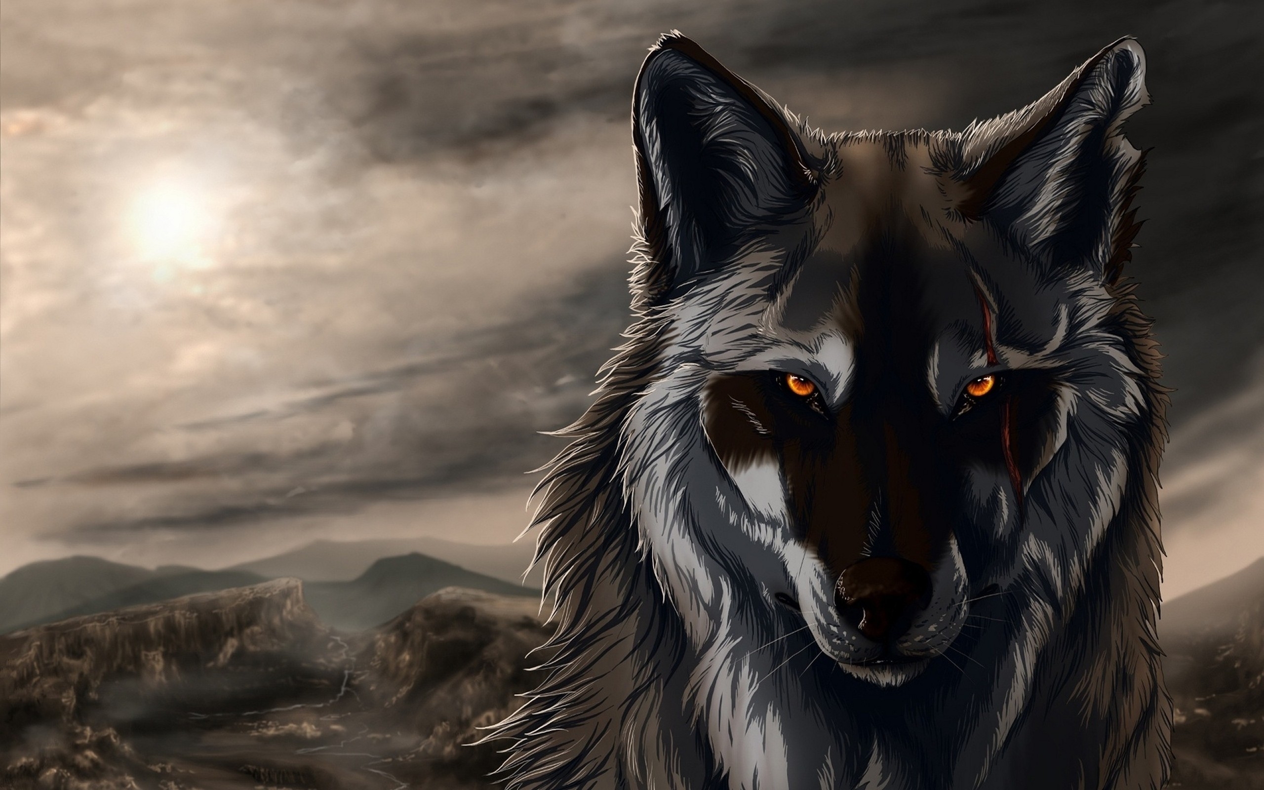 2560x1600 #wolf, #animals, #digital art, #artwork, wallpaper. Mocah HD Wallpaper, Desktop